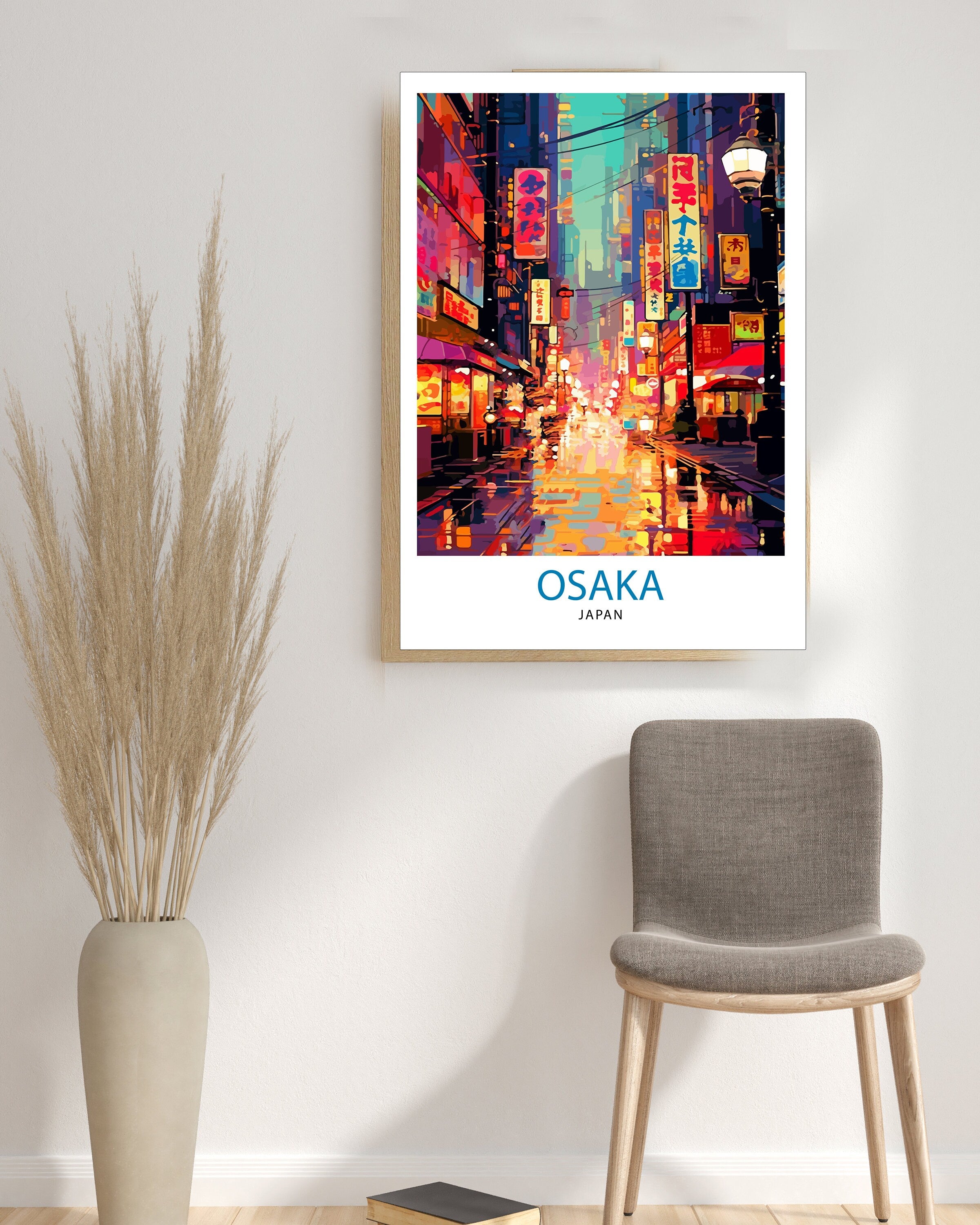 Osaka Japan Travel Print Osaka Wall Decor Osaka Cityscape Poster Japan Travel Prints Osaka Art Print Osaka Illustration Osaka Wall