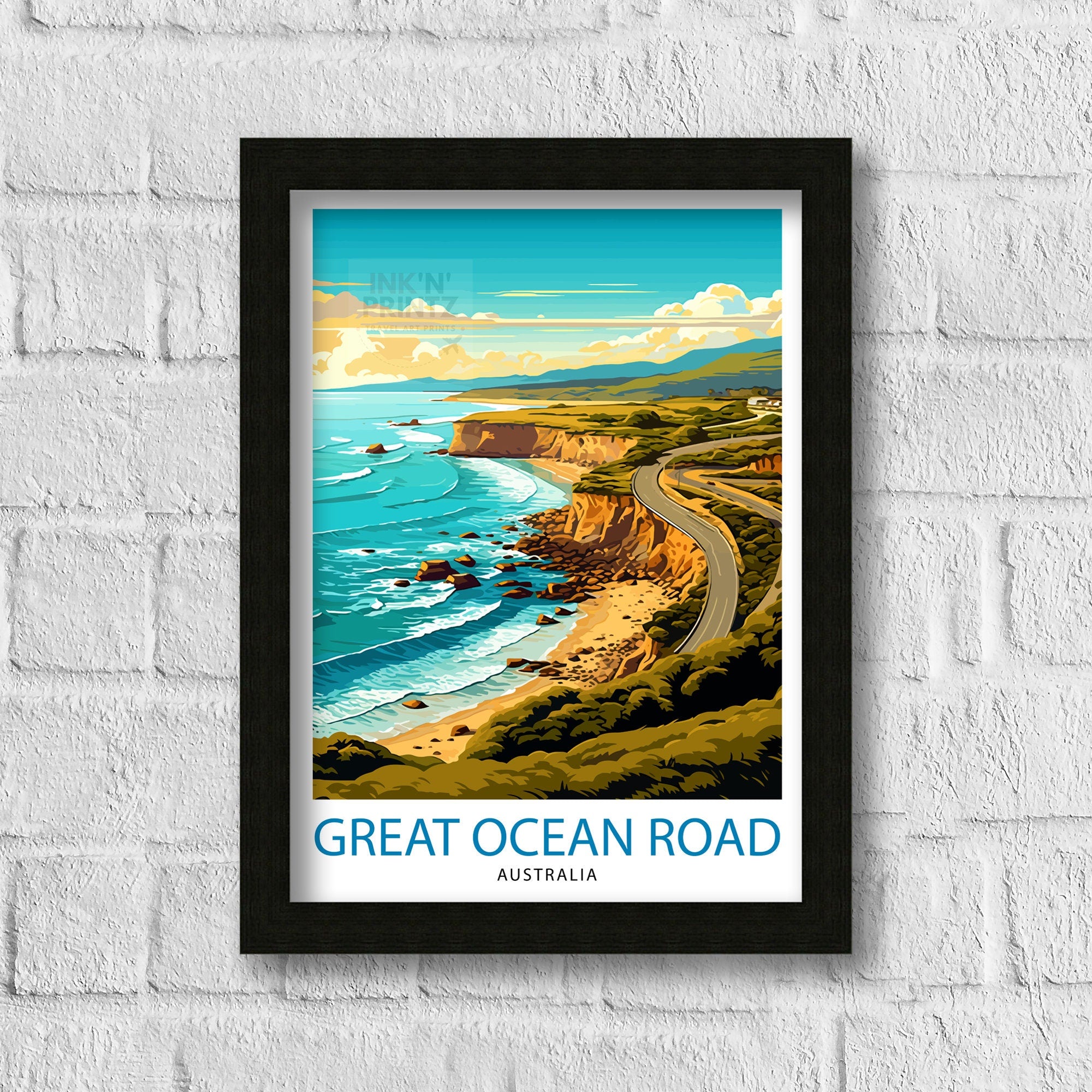 Great Ocean Road Australia Print, Coastal Road Trip Art