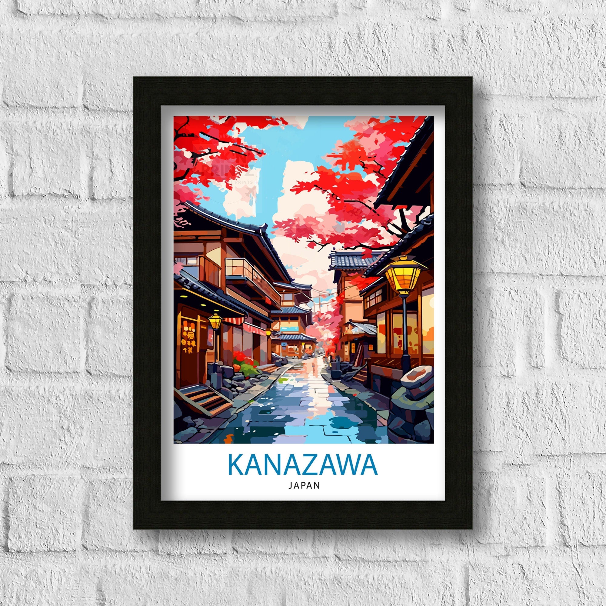 Kanazawa Japan Travel Print Kanazawa Wall Decor Kanazawa Poster Japan Travel Prints Kanazawa Art Print Kanazawa Illustration Kanazawa Wall