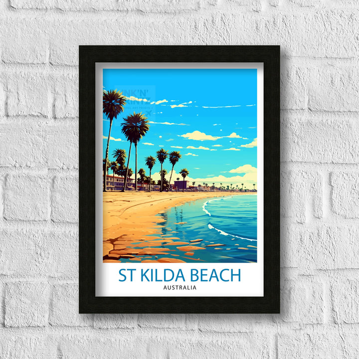 St Kilda Beach Australia Travel Poster Coastal