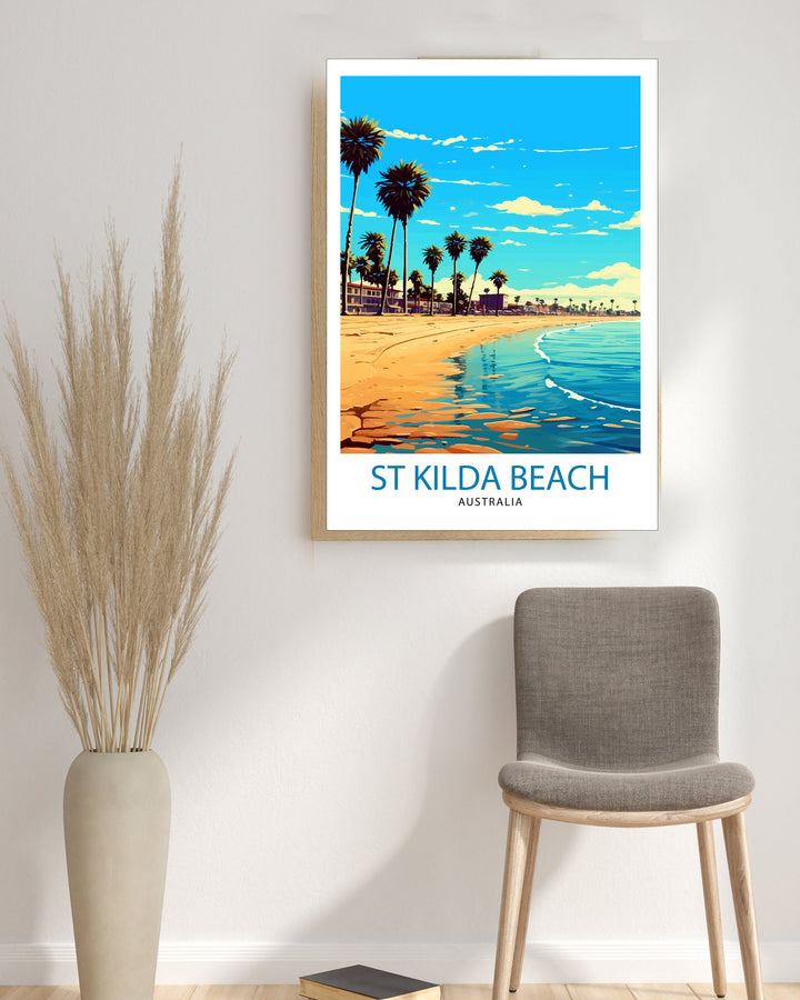 St Kilda Beach Australia Travel Poster Coastal