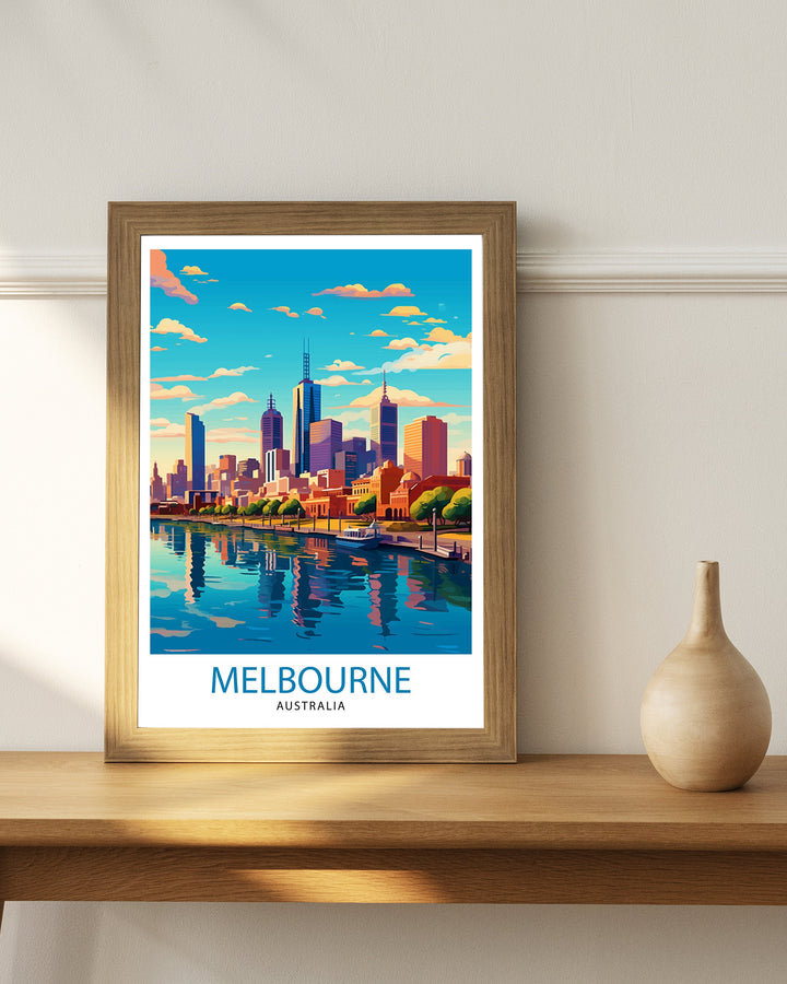 Melbourne Australia Travel Poster Melbourne Cityscape