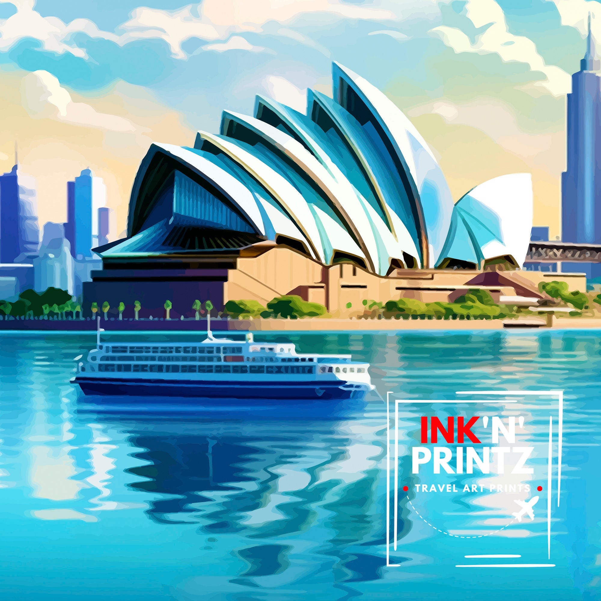 Sydney Australia Travel Print Sydney Wall Decor Sydney Poster Australia Travel Prints Sydney Art Print Sydney Illustration Sydney Wall Art