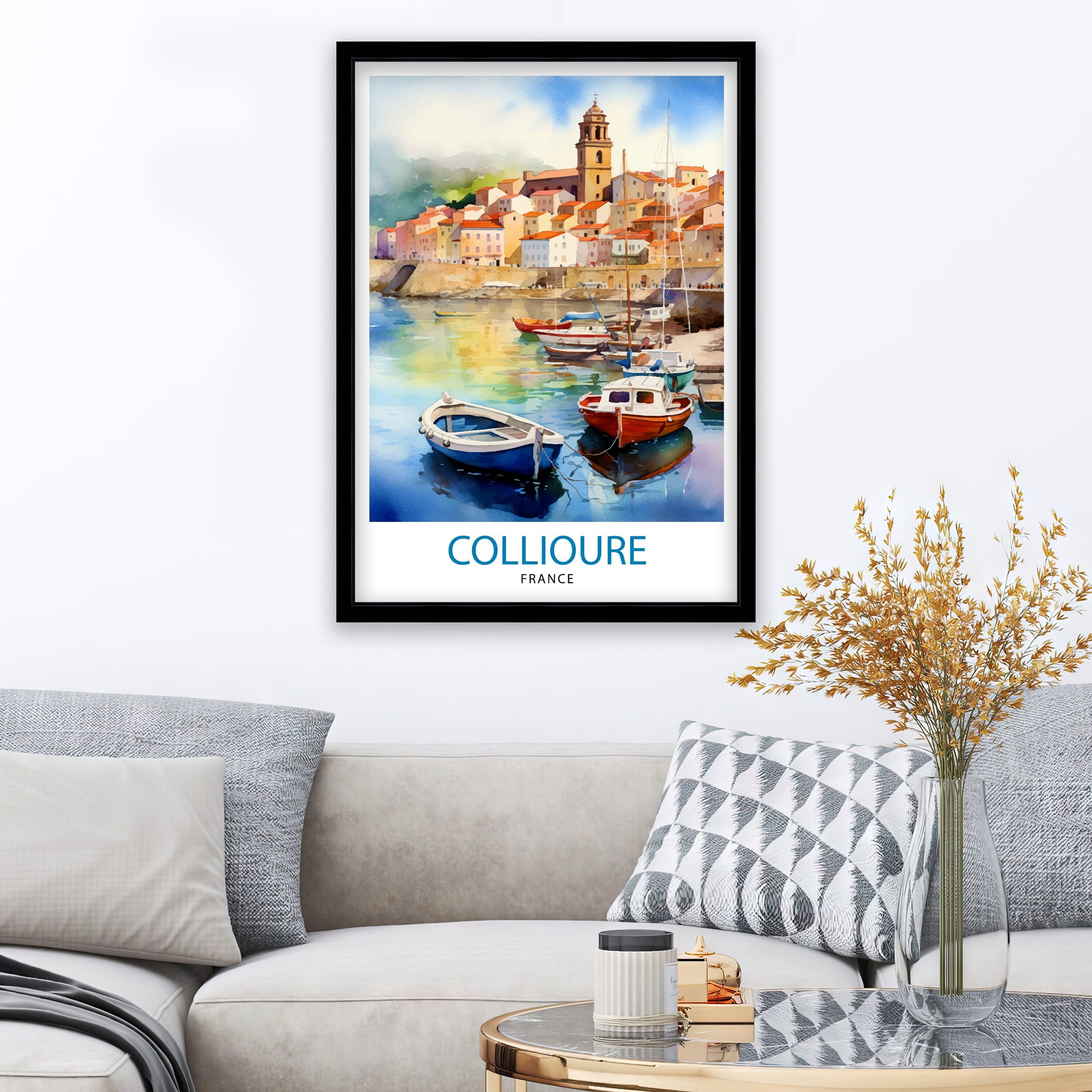 Collioure France Travel Print Collioure Wall Decor Collioure Poster France Travel Prints Collioure Art Print Collioure Illustration