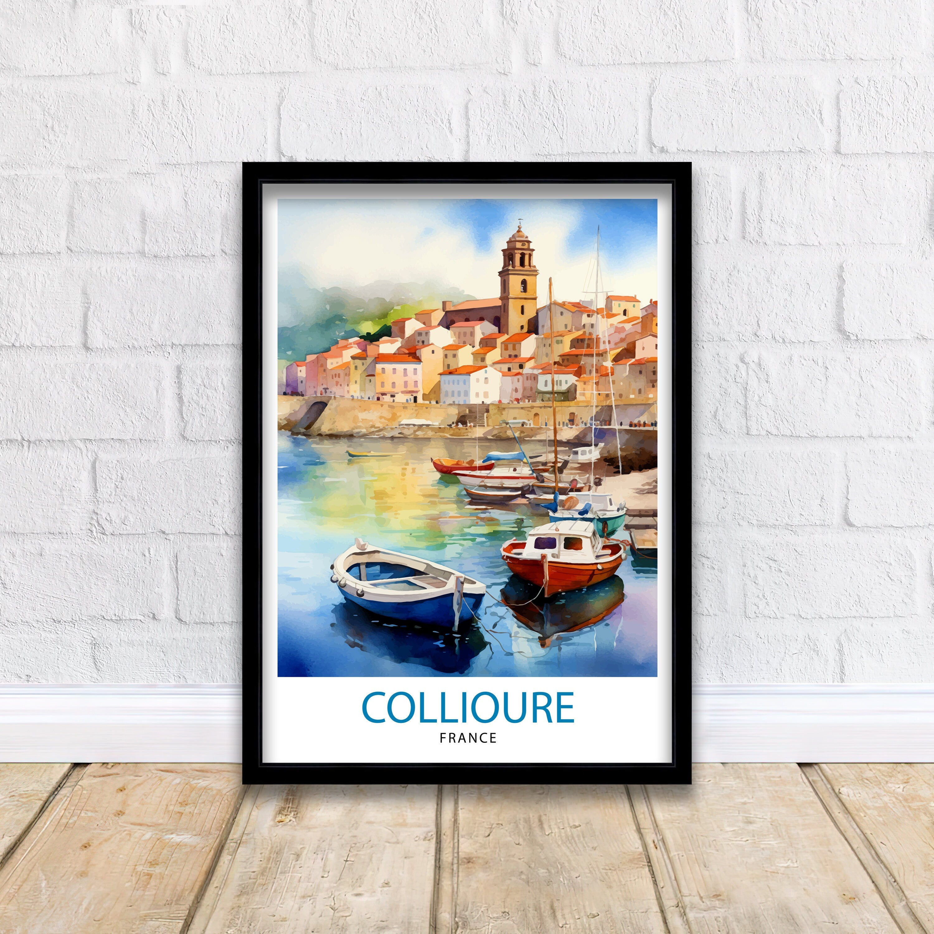Collioure France Travel Print Collioure Wall Decor Collioure Poster France Travel Prints Collioure Art Print Collioure Illustration