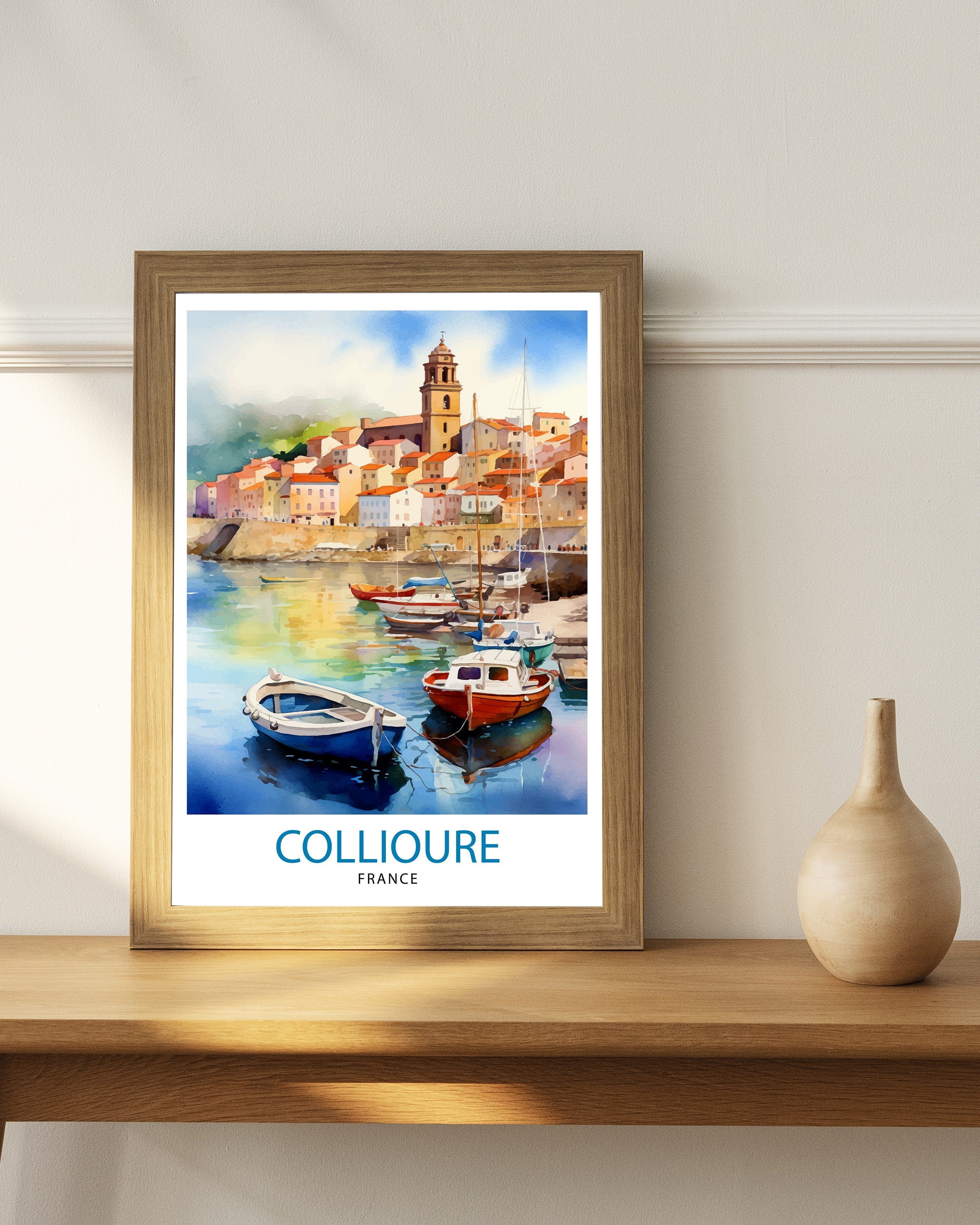 Collioure France Travel Print Collioure Wall Decor Collioure Poster France Travel Prints Collioure Art Print Collioure Illustration