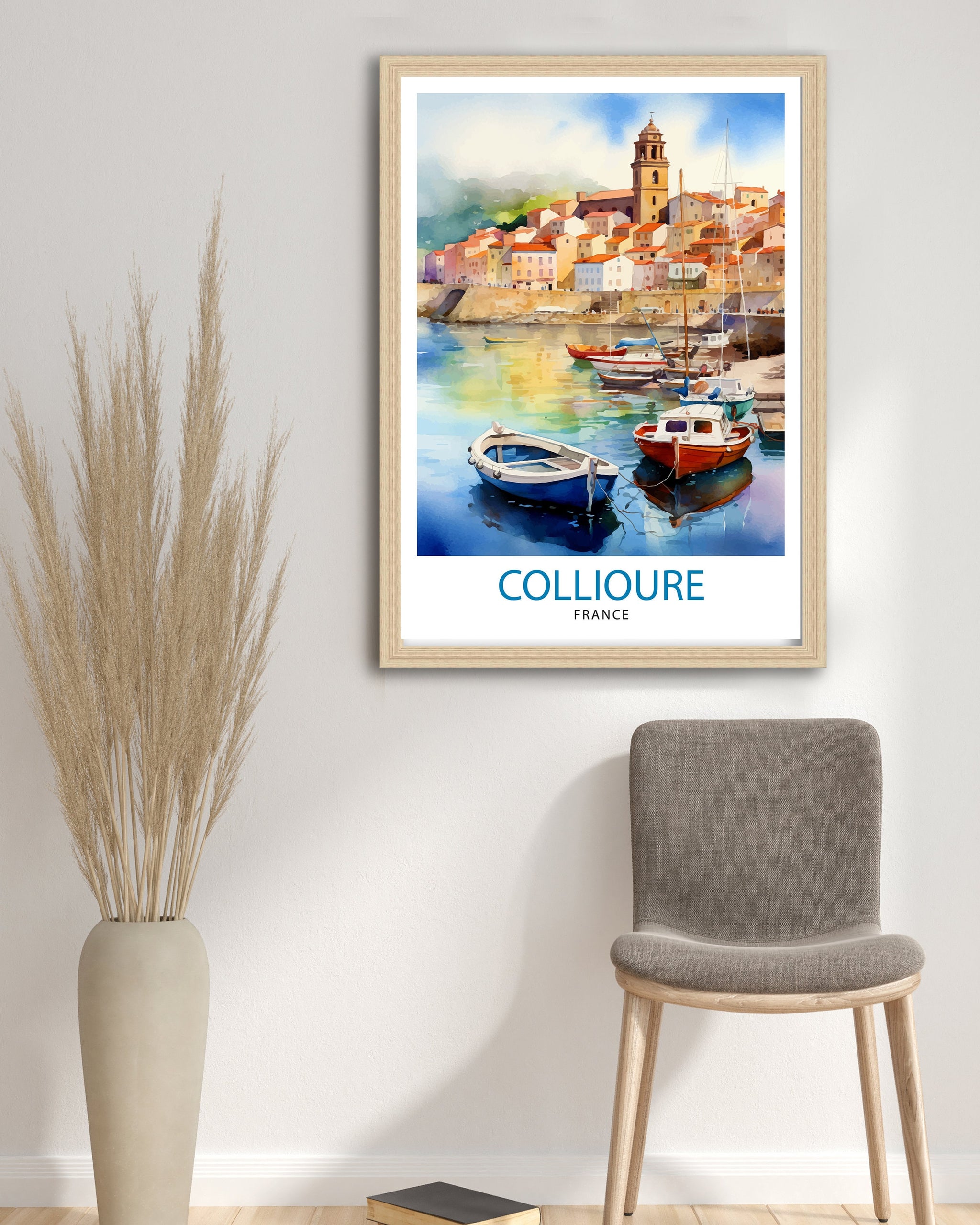Collioure France Travel Print Collioure Wall Decor Collioure Poster France Travel Prints Collioure Art Print Collioure Illustration