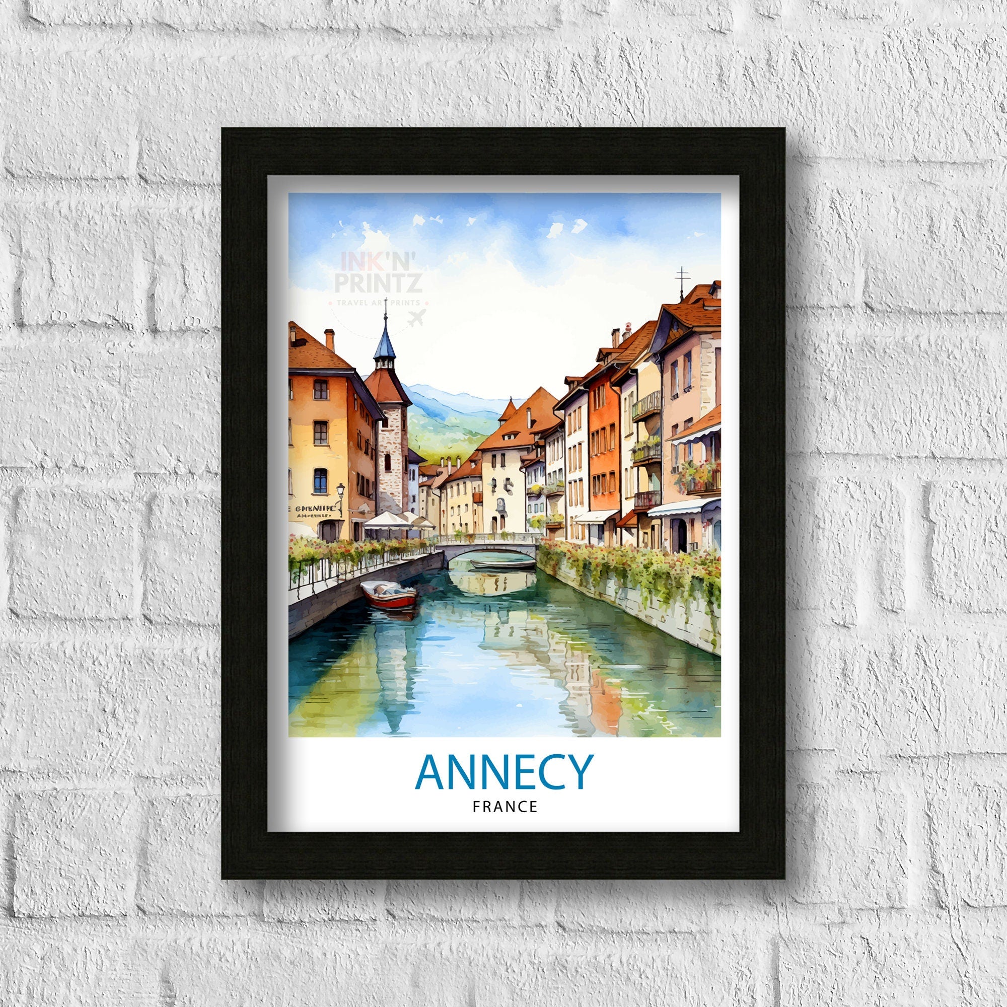 Annecy France Travel Print Annecy Wall Decor Annecy Poster French Travel Prints Annecy Art Print Annecy Illustration Annecy Wall Art