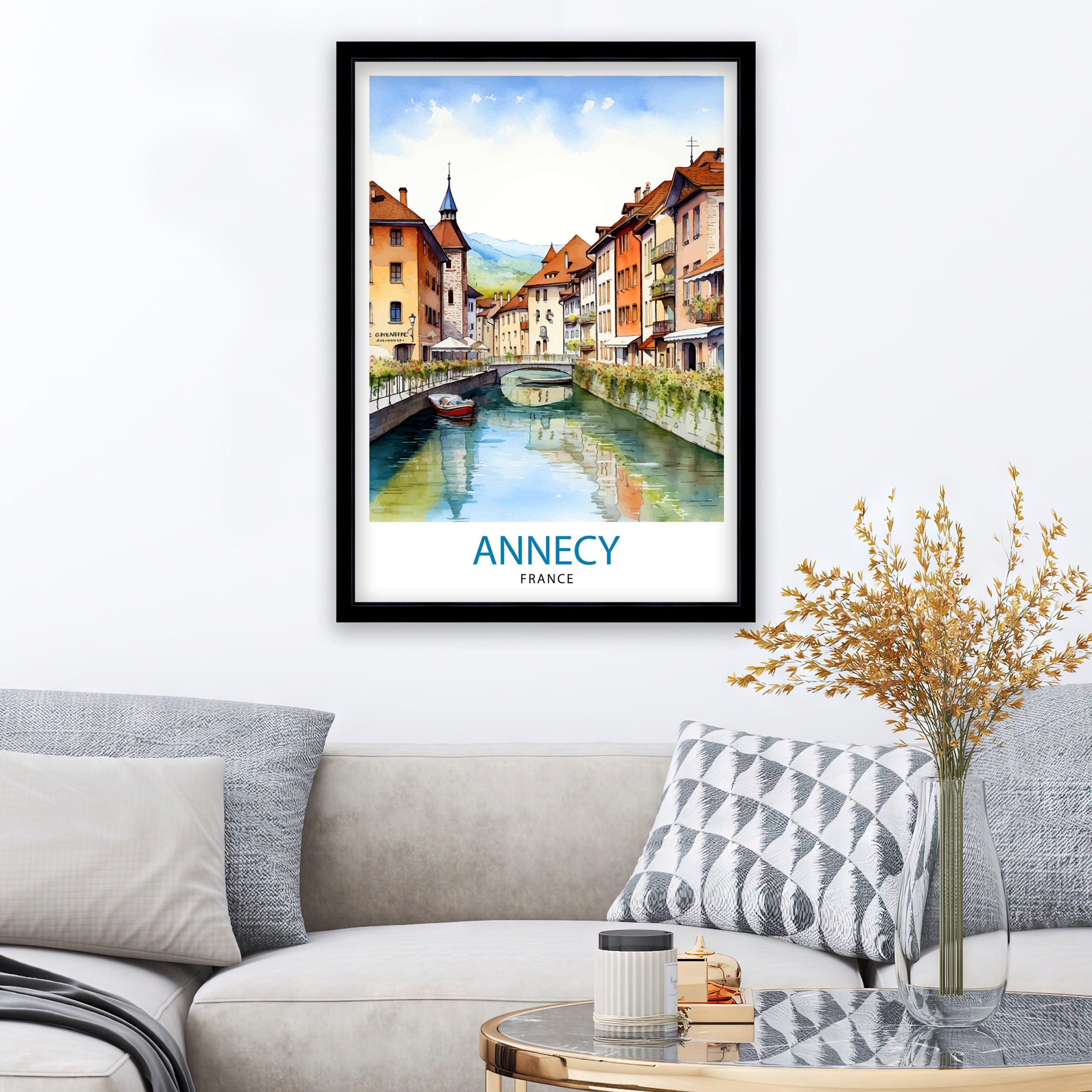 Annecy France Travel Print Annecy Wall Decor Annecy Poster French Travel Prints Annecy Art Print Annecy Illustration Annecy Wall Art
