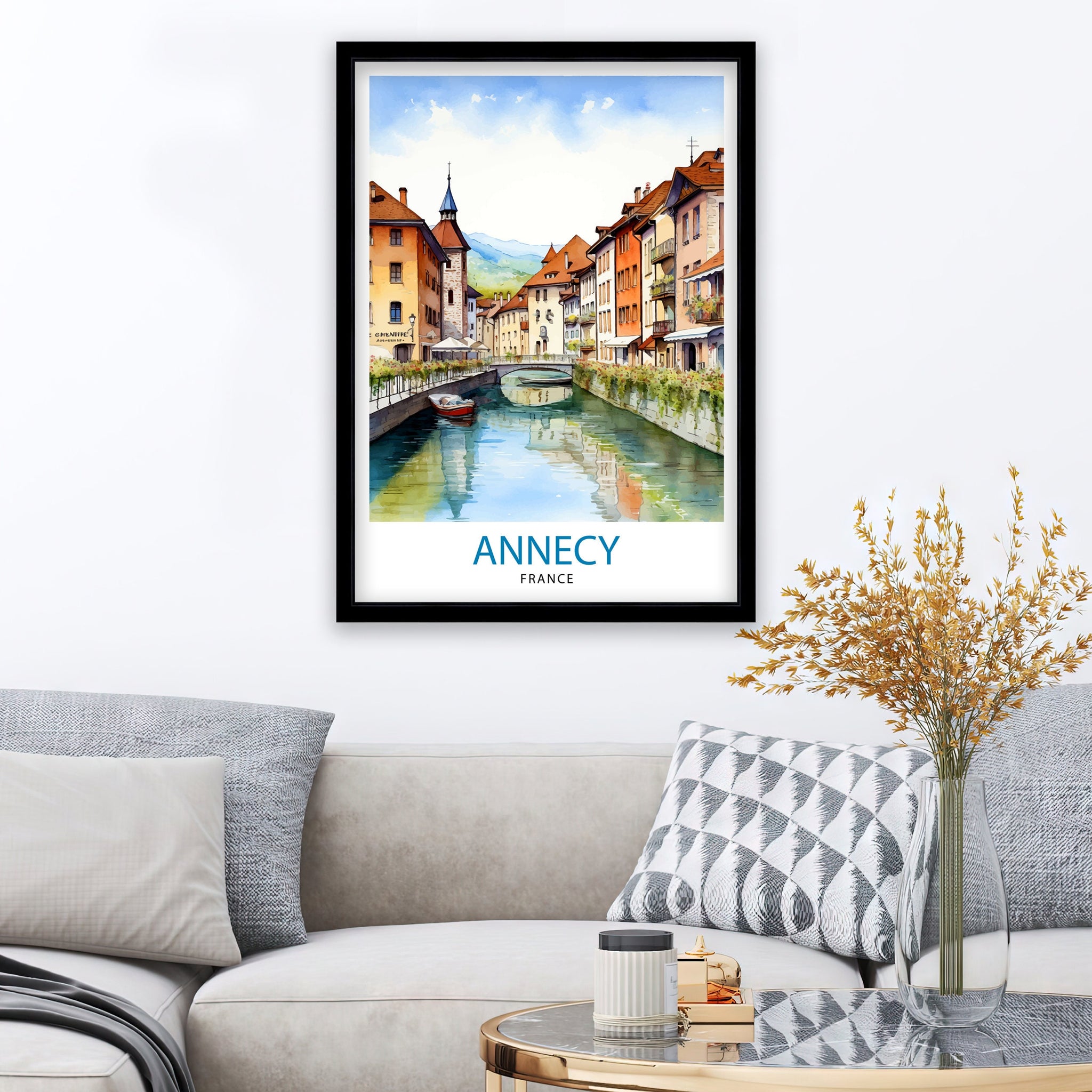 Annecy France Travel Print Annecy Wall Decor Annecy Poster French Travel Prints Annecy Art Print Annecy Illustration Annecy Wall Art