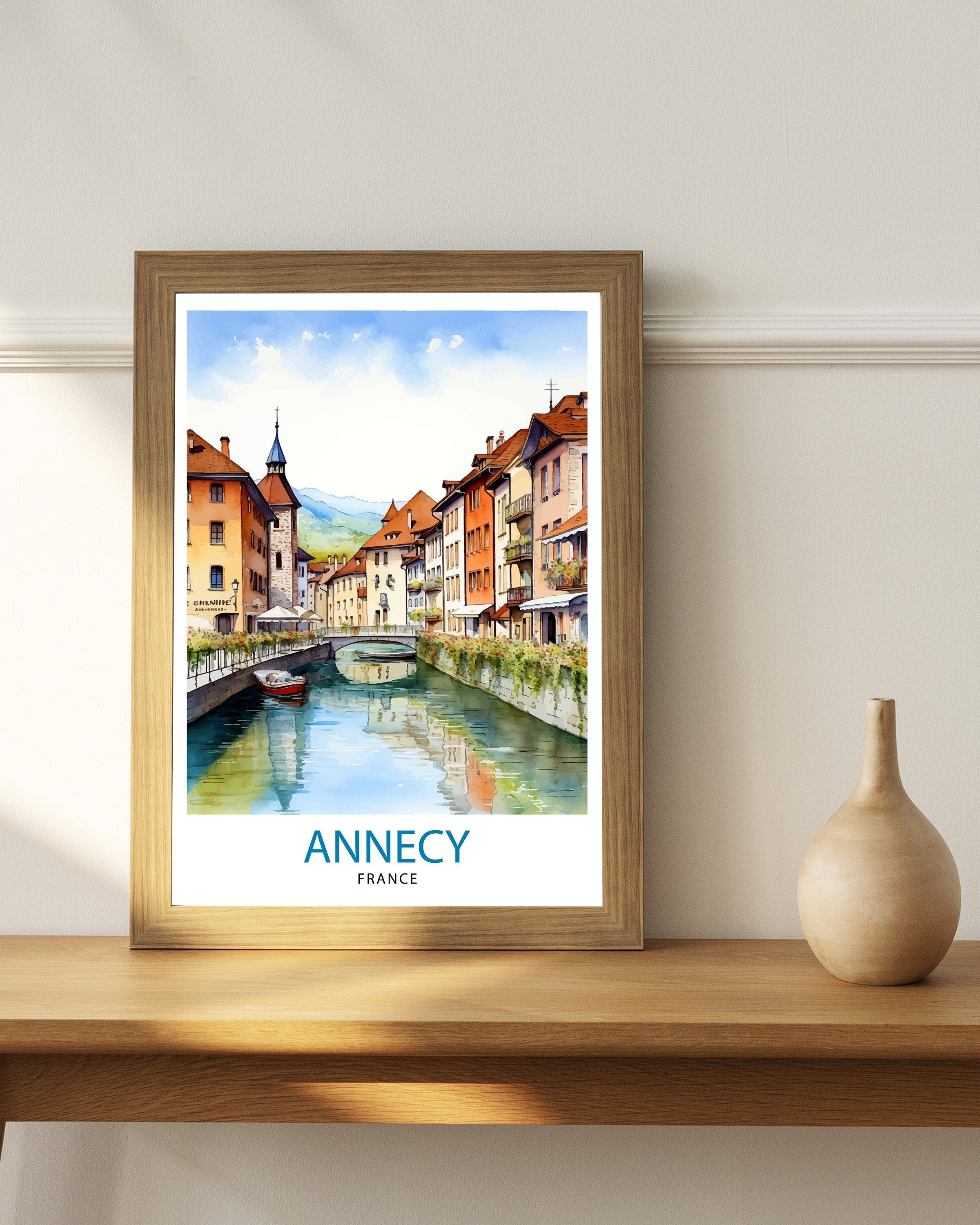 Annecy France Travel Print Annecy Wall Decor Annecy Poster French Travel Prints Annecy Art Print Annecy Illustration Annecy Wall Art