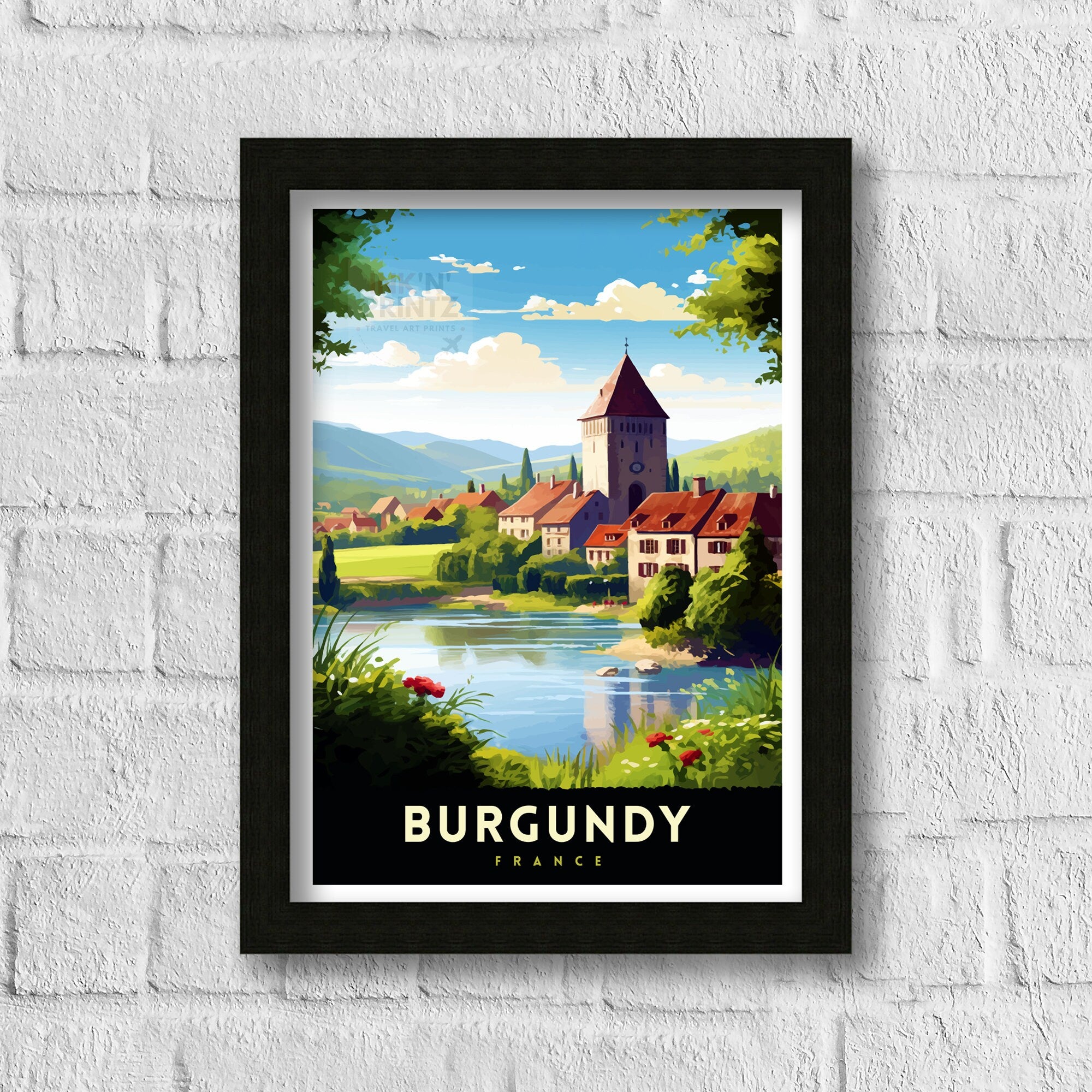 Burgundy France Travel Print Burgundy Wall Decor Burgundy Poster France Travel Prints Burgundy Art Print Burgundy Illustration Burgundy