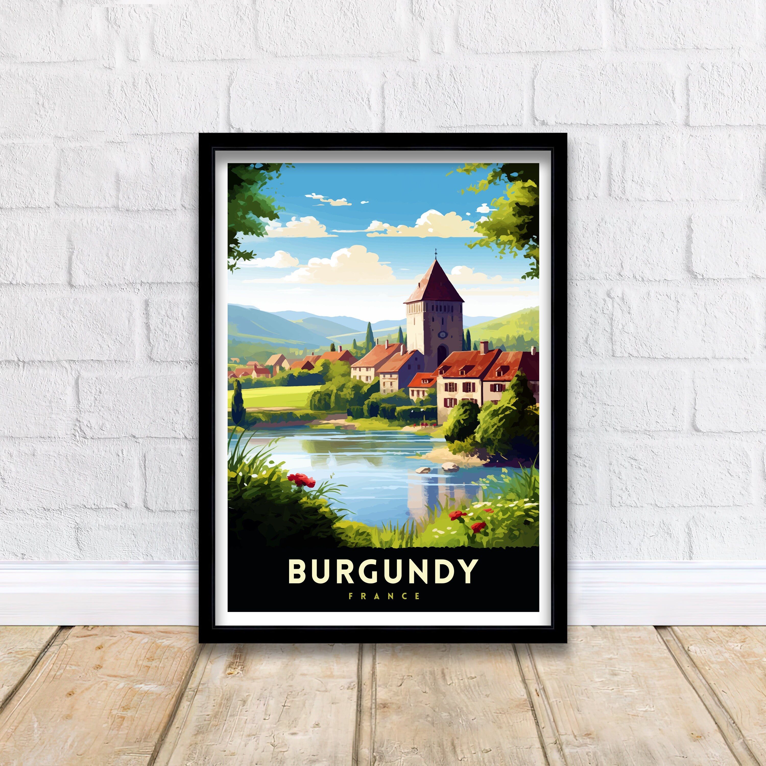 Burgundy France Travel Print Burgundy Wall Decor Burgundy Poster France Travel Prints Burgundy Art Print Burgundy Illustration Burgundy