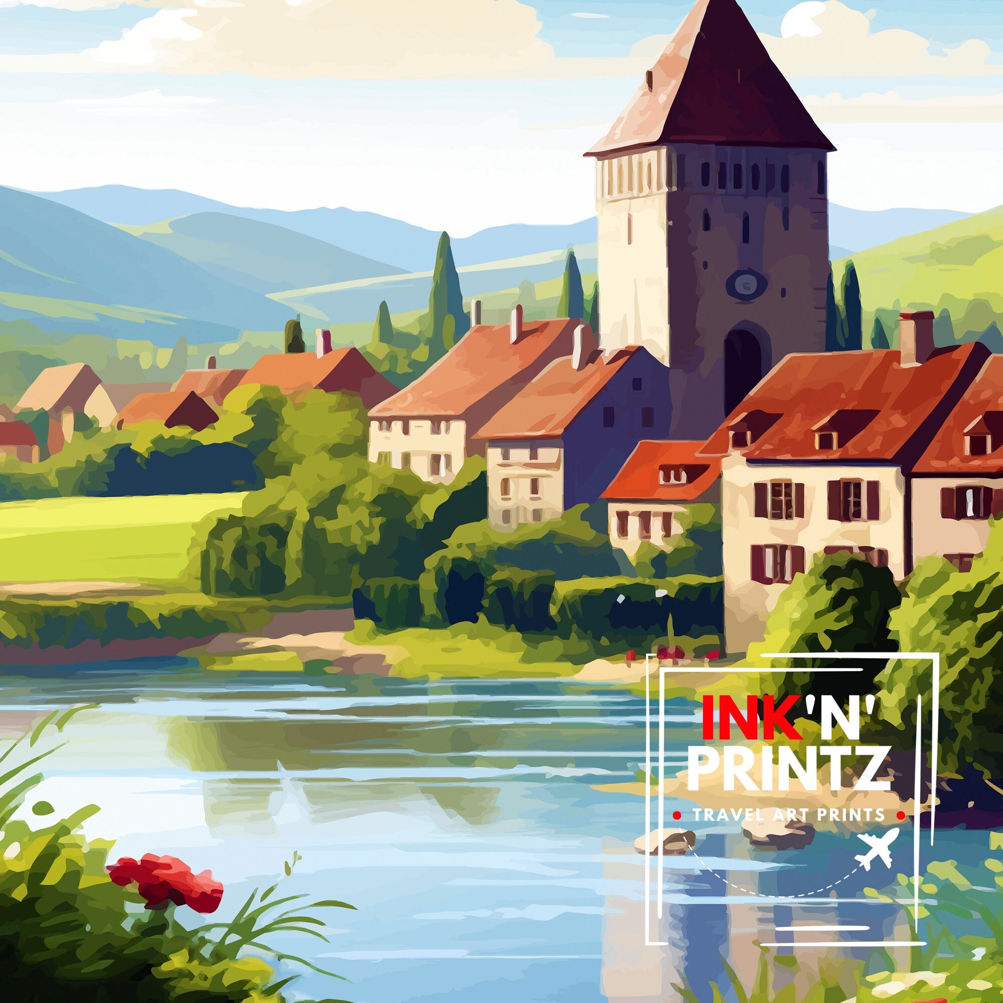 Burgundy France Travel Print Burgundy Wall Decor Burgundy Poster France Travel Prints Burgundy Art Print Burgundy Illustration Burgundy
