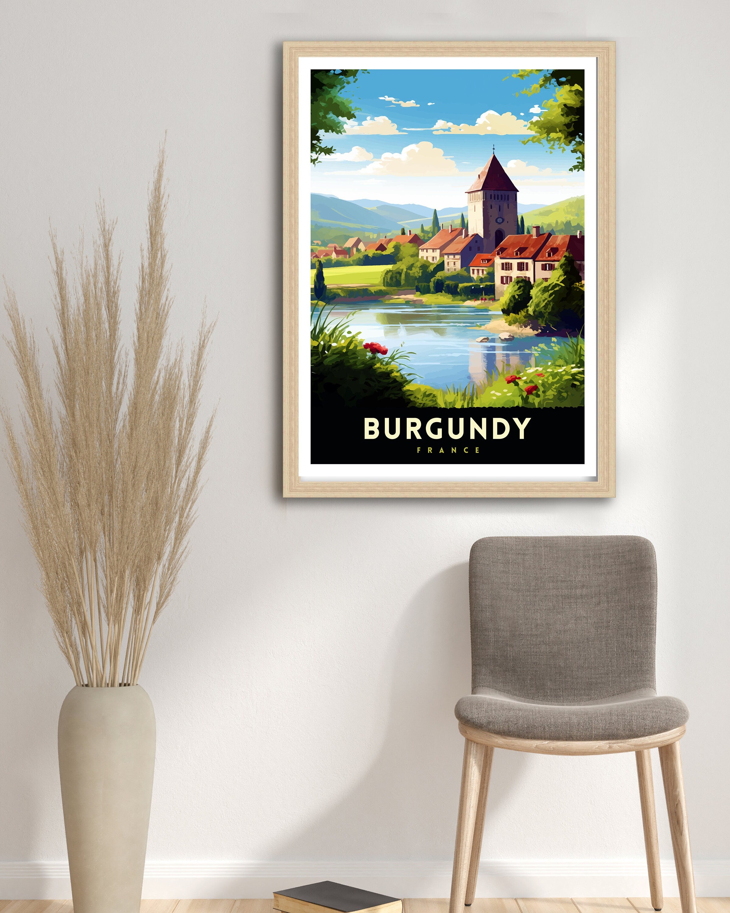 Burgundy France Travel Print Burgundy Wall Decor Burgundy Poster France Travel Prints Burgundy Art Print Burgundy Illustration Burgundy