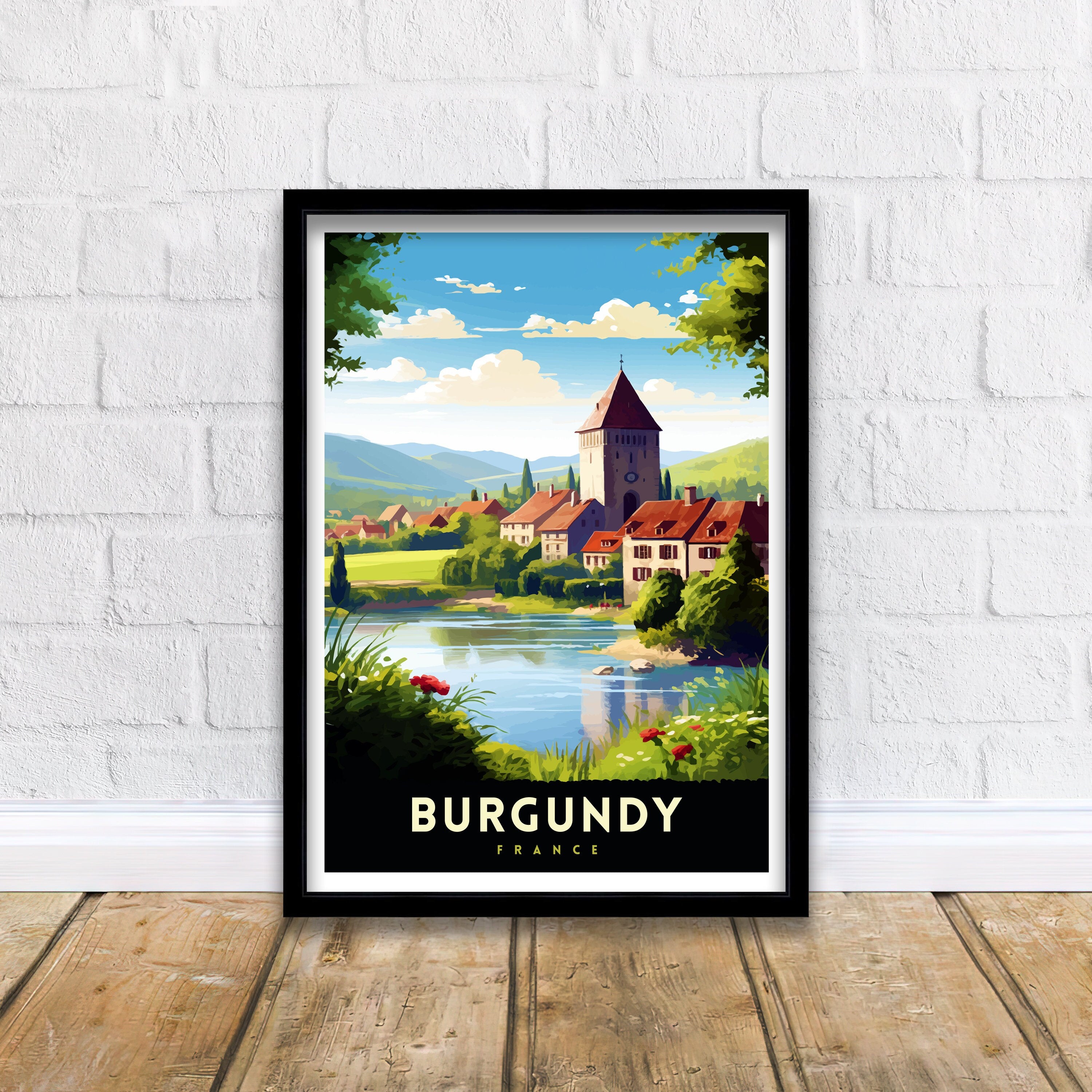 Burgundy France Travel Print Burgundy Wall Decor Burgundy Poster France Travel Prints Burgundy Art Print Burgundy Illustration Burgundy