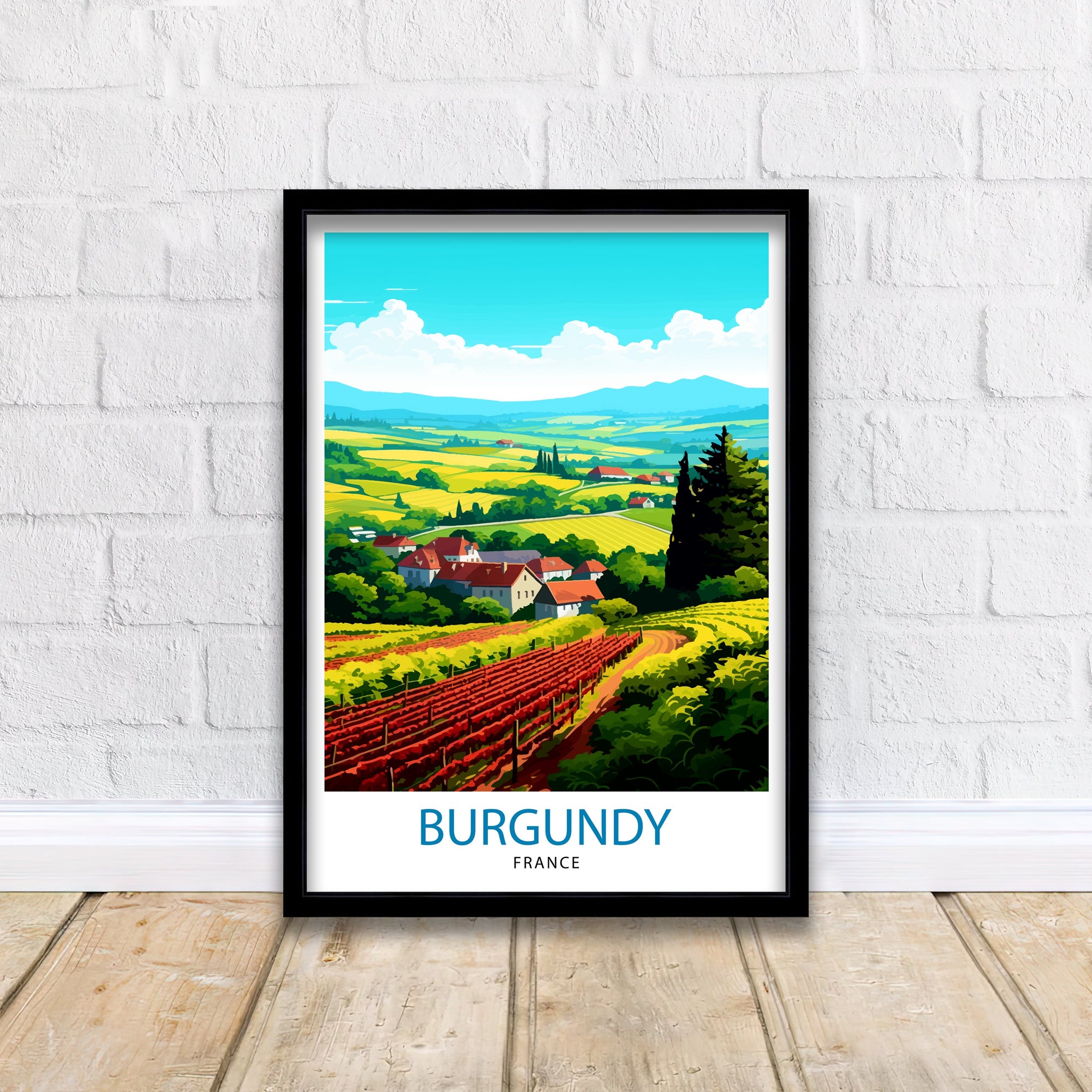 Burgundy France Travel Print Burgundy Wall Decor Burgundy Poster France Travel Prints Burgundy Art Print Burgundy Illustration Burgundy