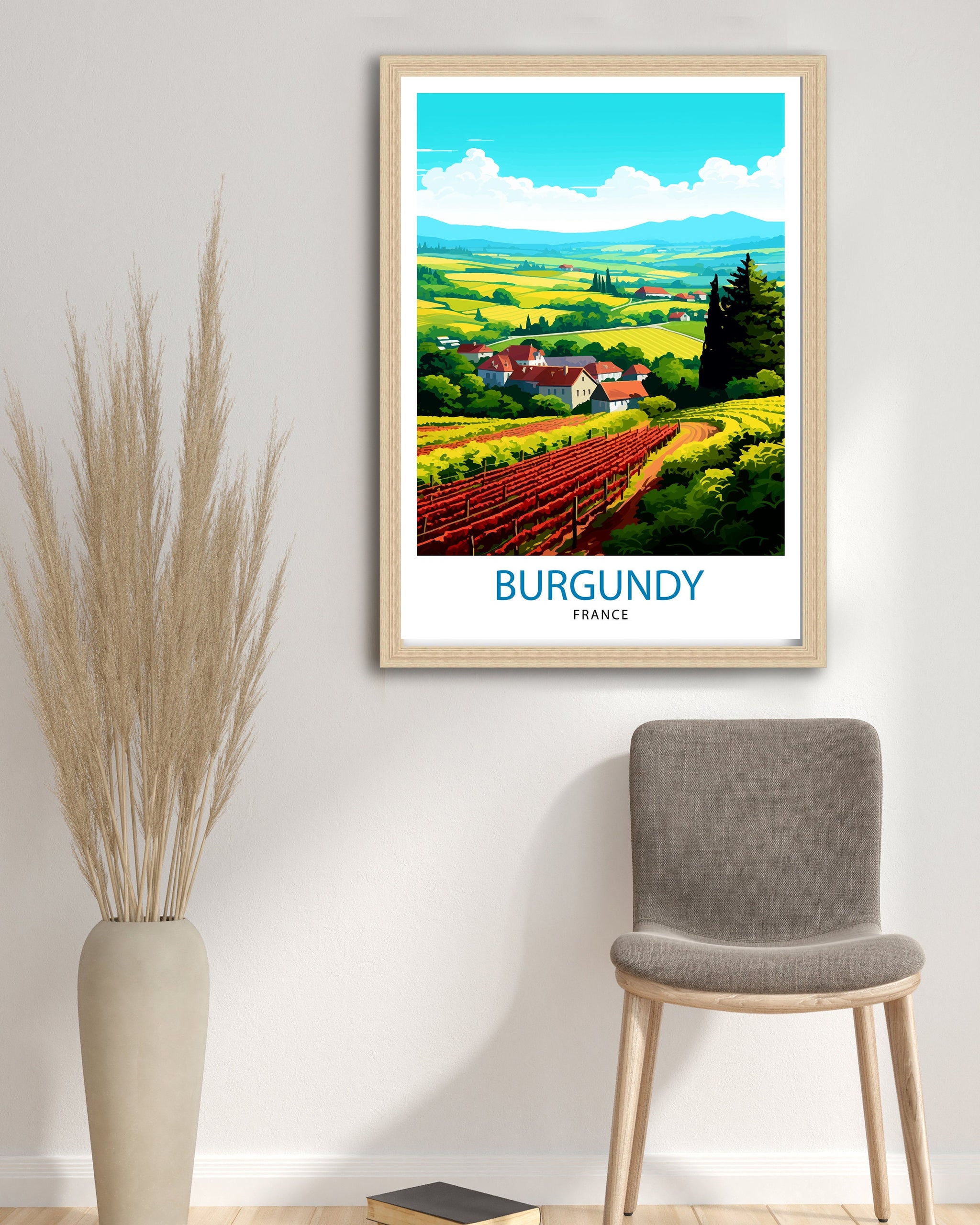 Burgundy France Travel Print Burgundy Wall Decor Burgundy Poster France Travel Prints Burgundy Art Print Burgundy Illustration Burgundy