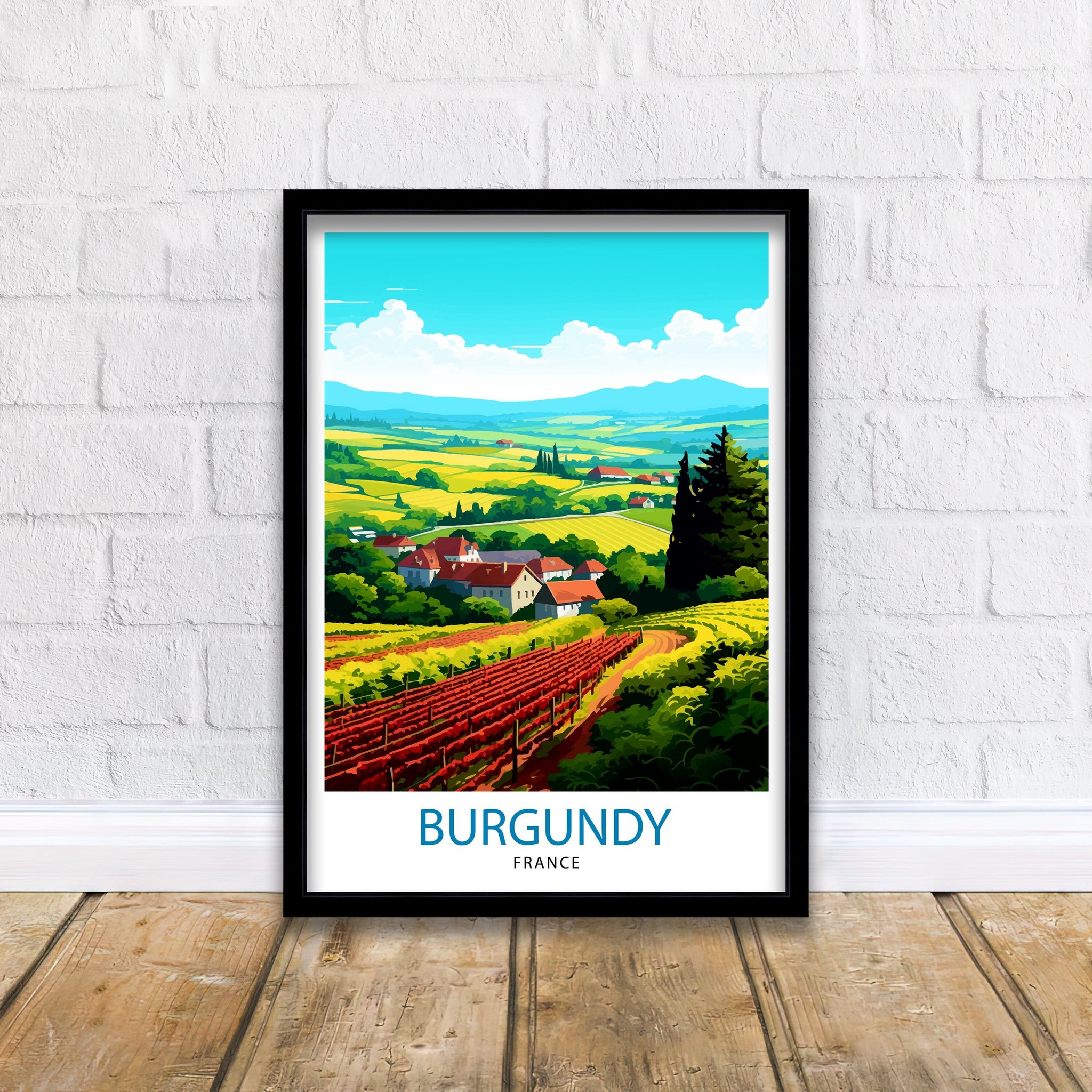 Burgundy France Travel Print Burgundy Wall Decor Burgundy Poster France Travel Prints Burgundy Art Print Burgundy Illustration Burgundy