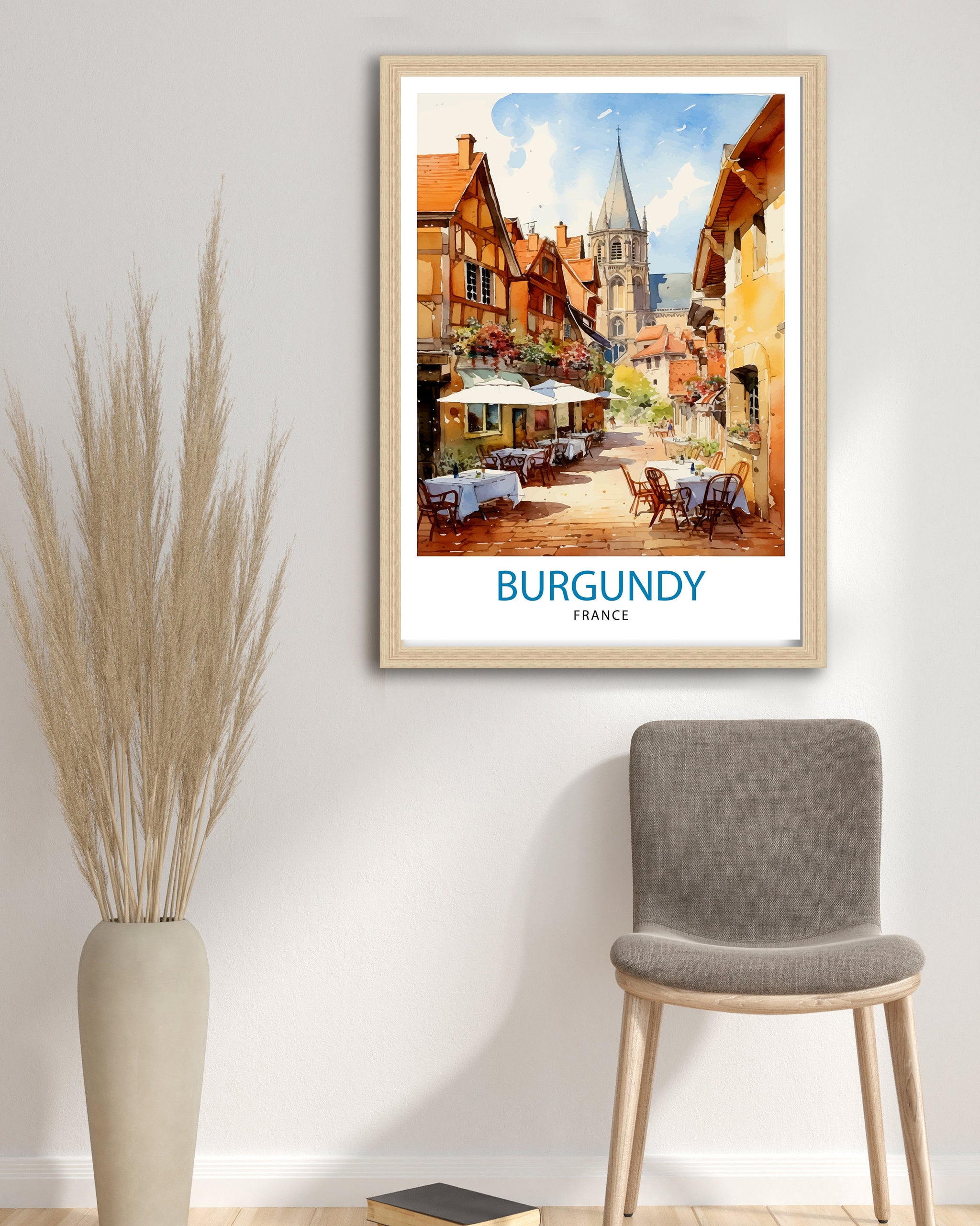 Burgundy France Travel Print Burgundy Wall Decor Burgundy Poster France Travel Prints Burgundy Art Print Burgundy Illustration Burgundy