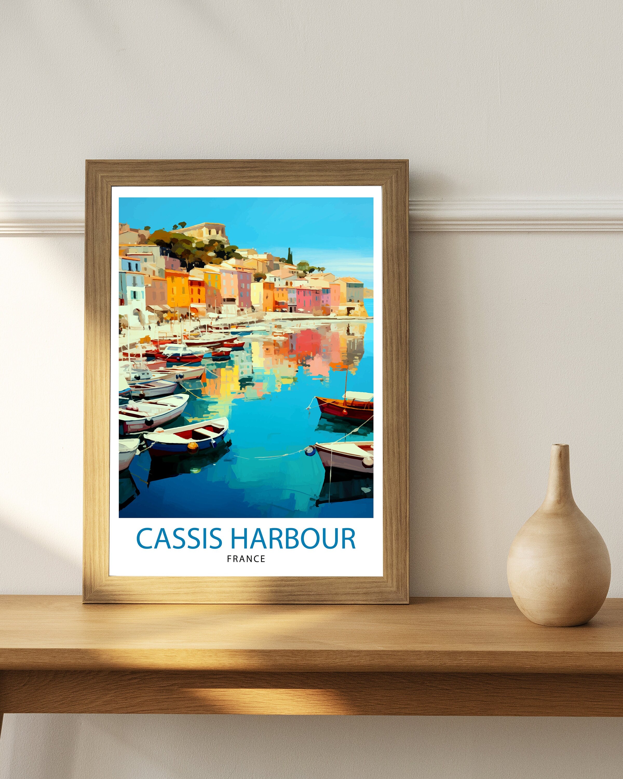 Cassis Harbour Travel Print Cassis Wall Decor Cassis Poster French Riviera Travel Prints Cassis Art Print Cassis Illustration Cassis Wall