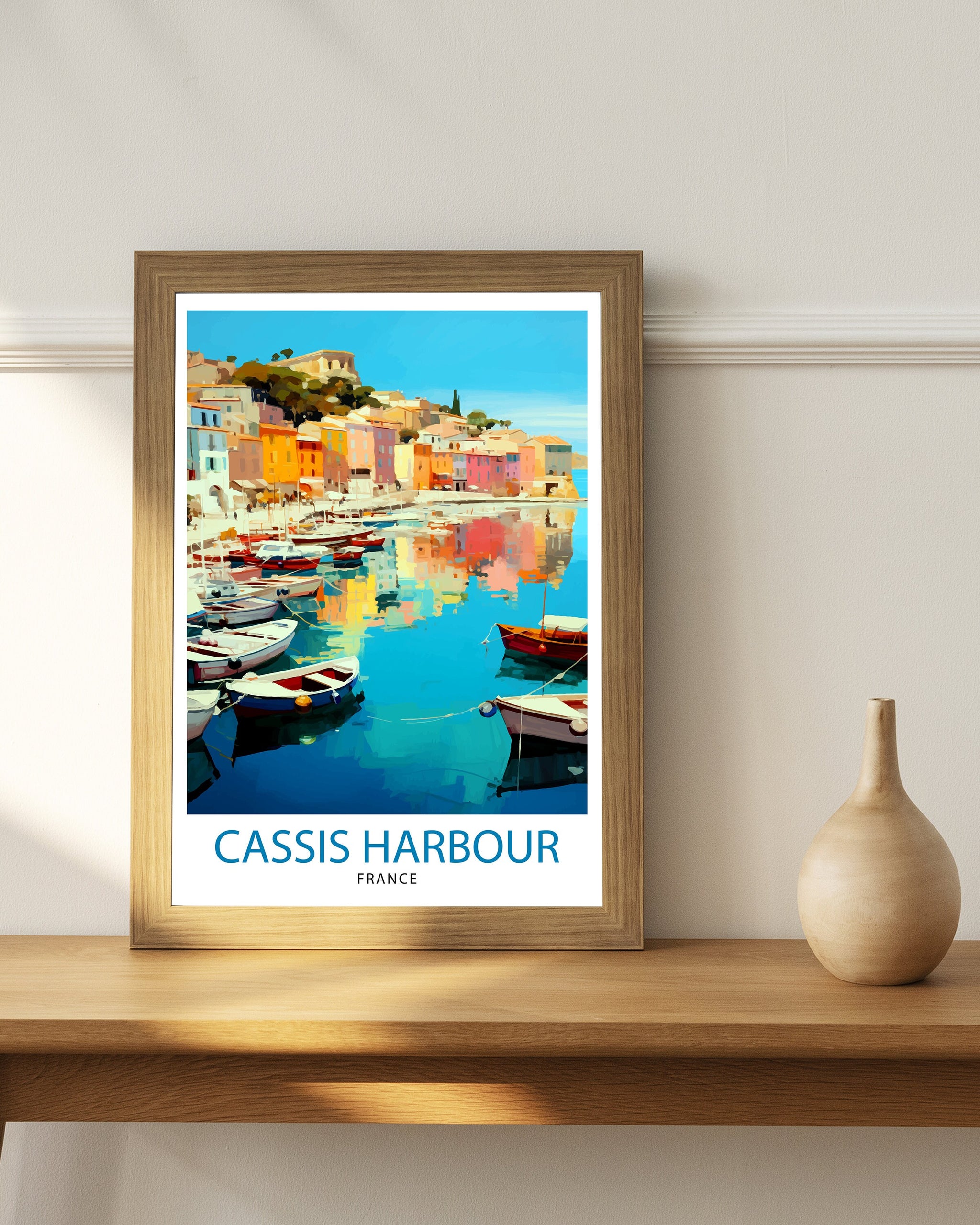 Cassis Harbour Travel Print Cassis Wall Decor Cassis Poster French Riviera Travel Prints Cassis Art Print Cassis Illustration Cassis Wall