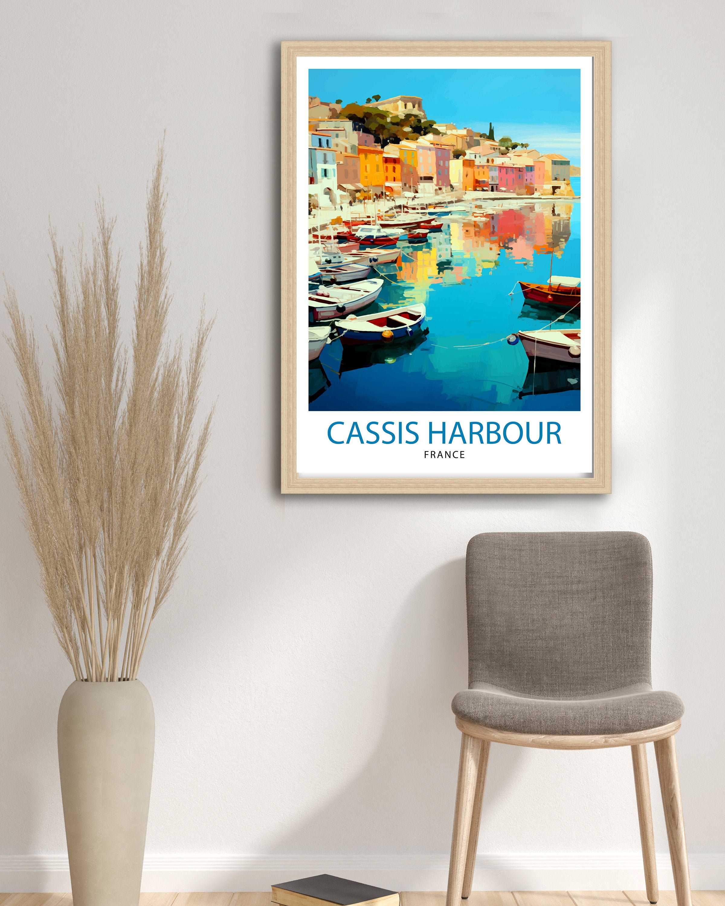 Cassis Harbour Travel Print Cassis Wall Decor Cassis Poster French Riviera Travel Prints Cassis Art Print Cassis Illustration Cassis Wall