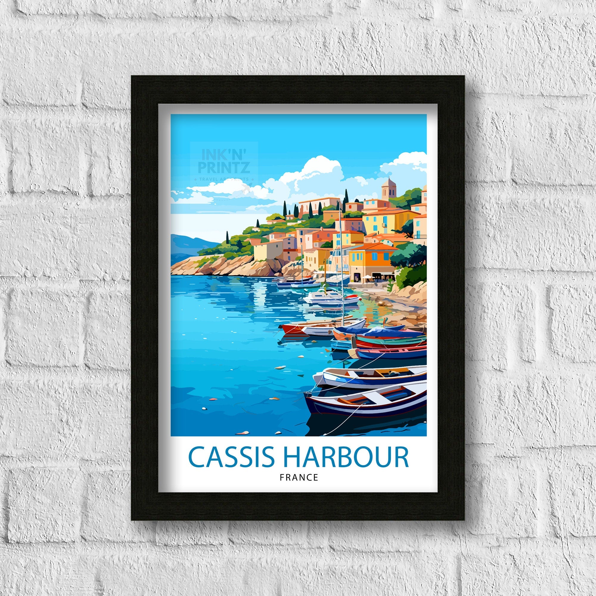 Cassis Harbour Travel Print Cassis Wall Decor Cassis Poster French Riviera Travel Prints Cassis Art Print Cassis Illustration Cassis Wall