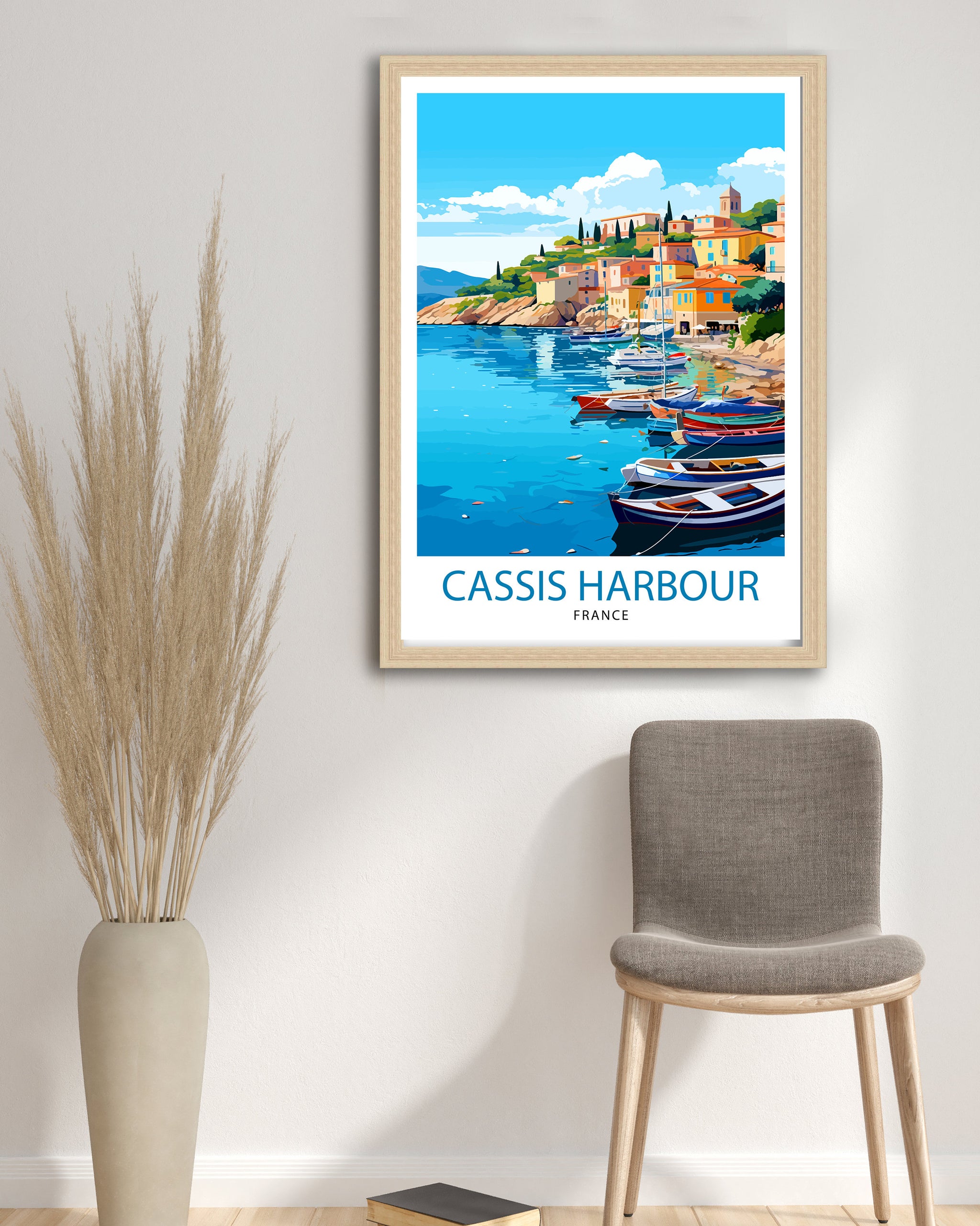 Cassis Harbour Travel Print Cassis Wall Decor Cassis Poster French Riviera Travel Prints Cassis Art Print Cassis Illustration Cassis Wall