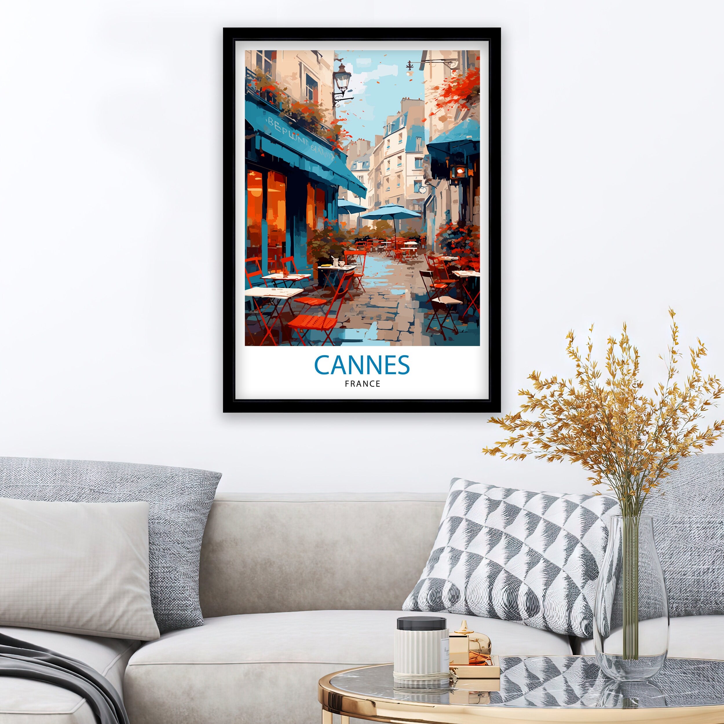 Cannes France Travel Print Cannes Wall Decor Cannes Poster French Riviera Travel Prints Cannes Art Print Cannes Illustration