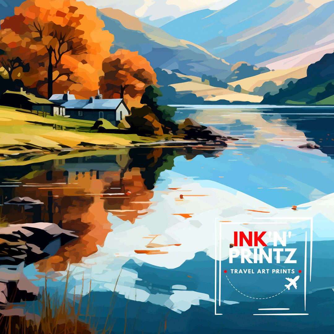 Ullswater Lake District Travel Print Lake District Wall Decor Ullswater Home Living Decor Ullswater Illustration Travel Poster Gift for