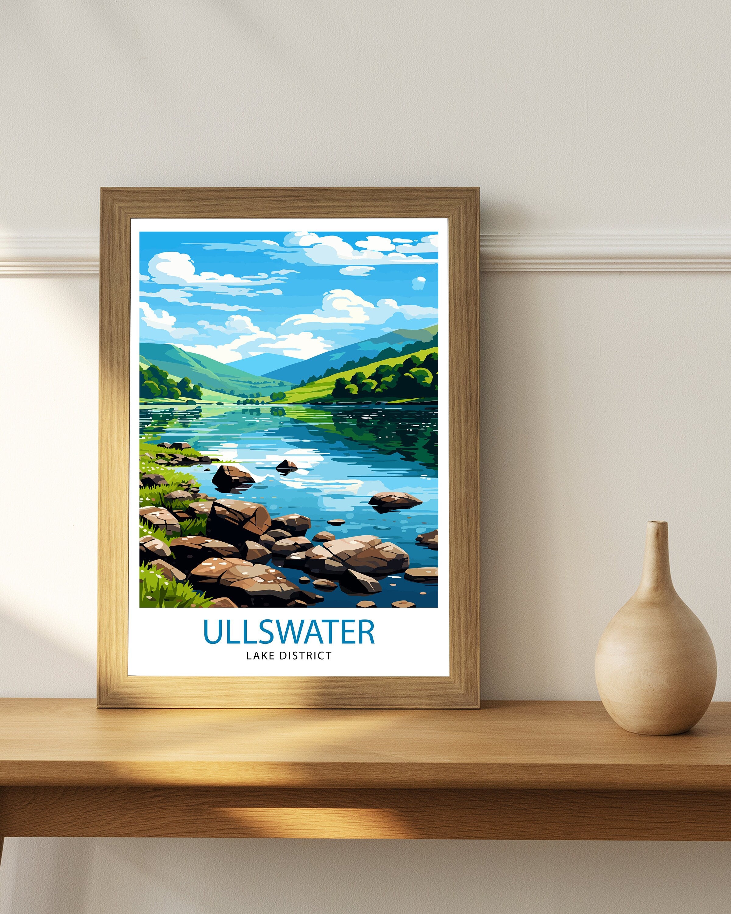 Ullswater Lake District Travel Print Lake District Wall Decor Ullswater Home Living Decor Ullswater Illustration Travel Poster Gift for