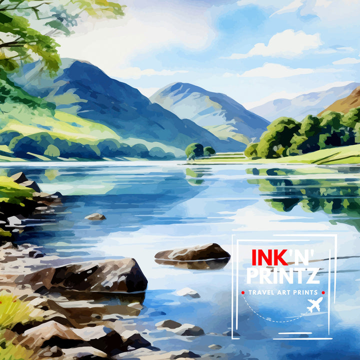 Ullswater Lake District Travel Print Lake District Wall Decor Ullswater Home Living Decor Ullswater Illustration Travel Poster Gift for