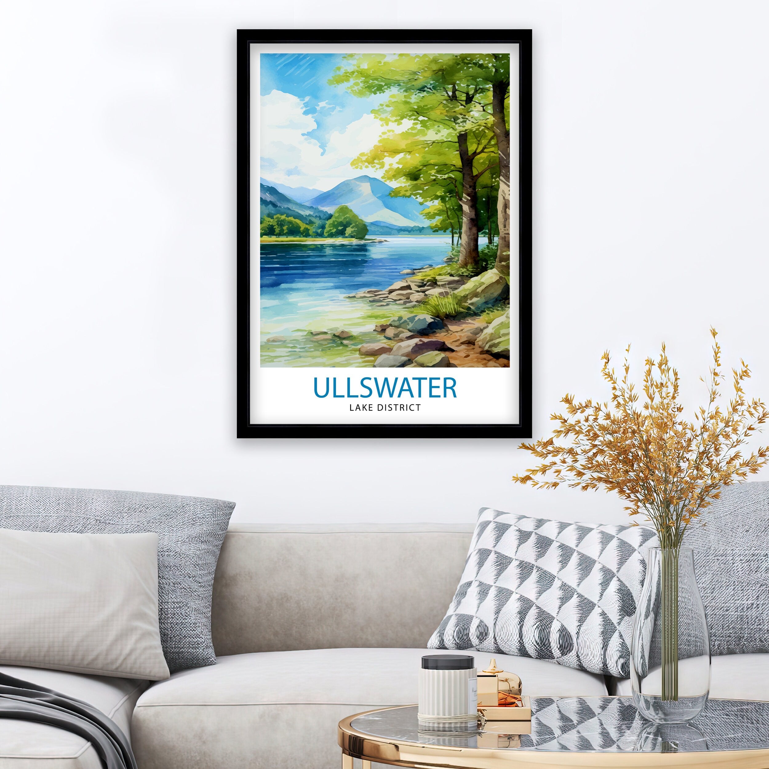 Ullswater Lake District Travel Print Lake District Wall Decor Ullswater Home Living Decor Ullswater Illustration Travel Poster Gift for