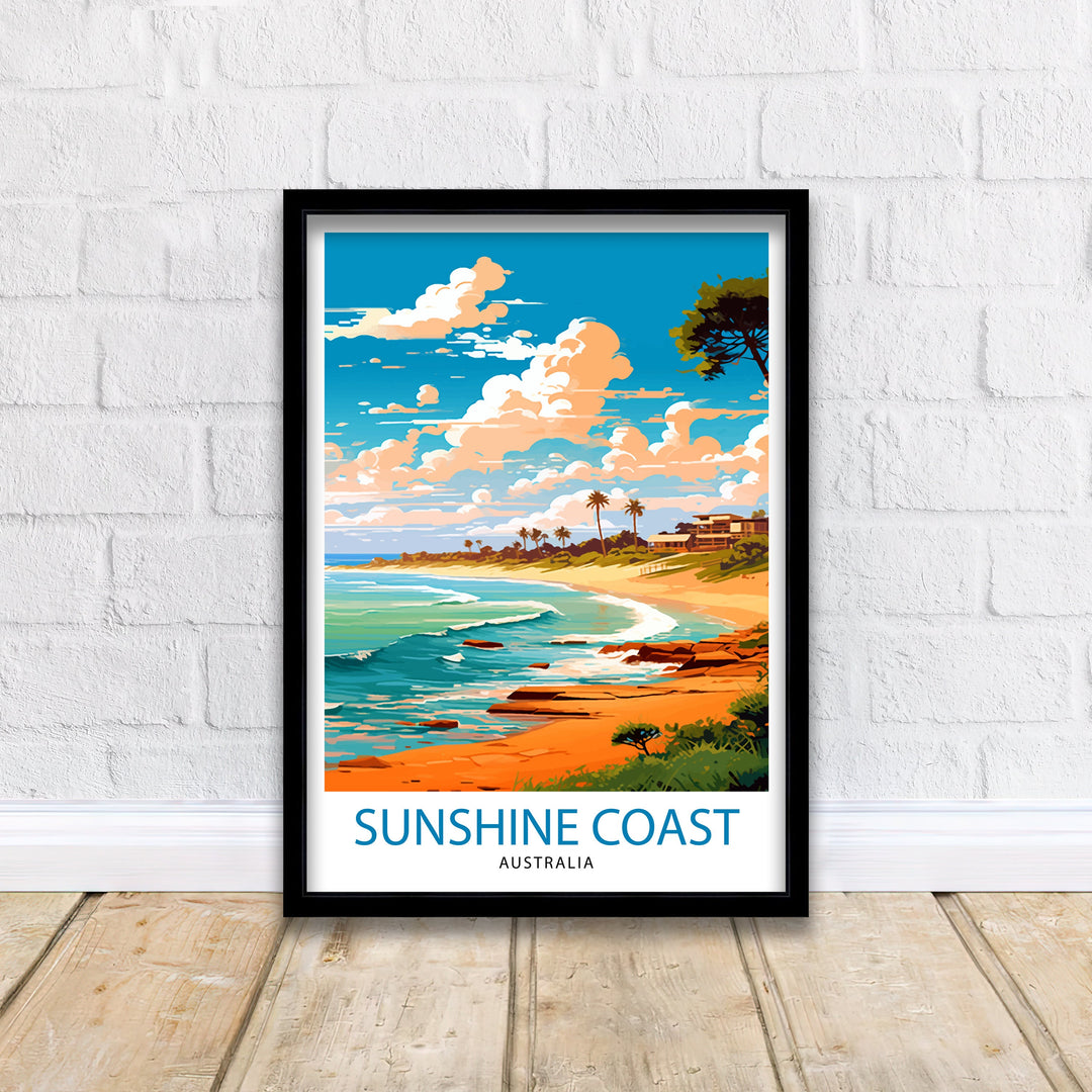 Sunshine Coast Australia Travel Poster Coastal