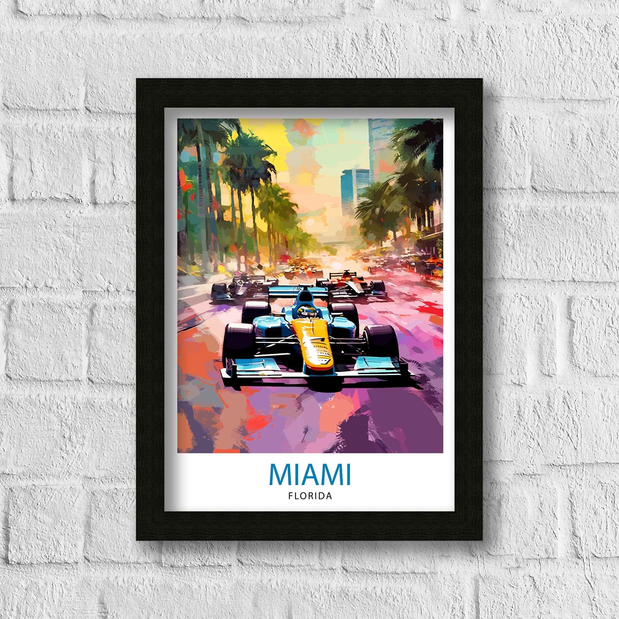 Miami Circuit Travel Poster | Vibrant Motorsport Art Print