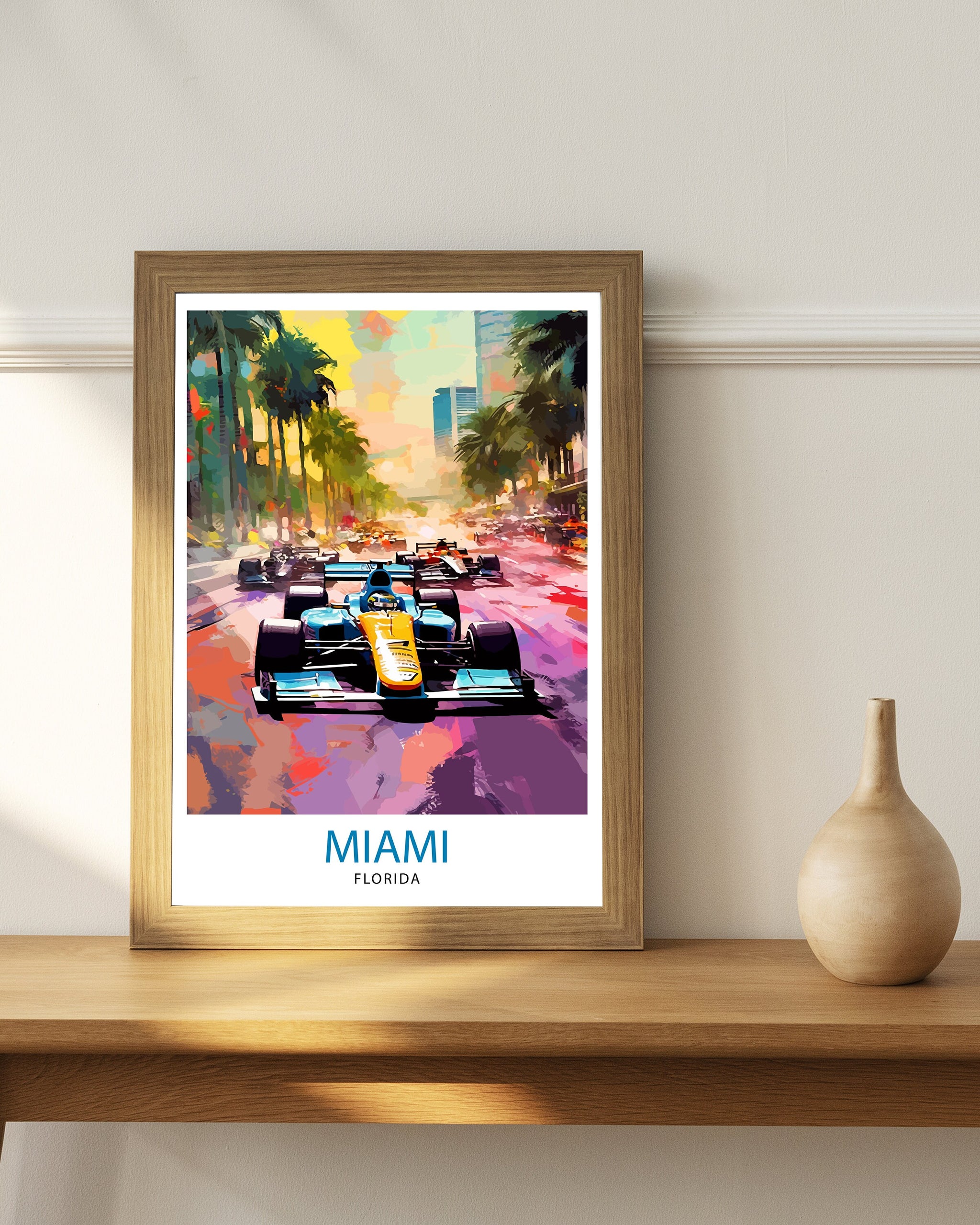 Miami Circuit Travel Poster | Vibrant Motorsport Art Print