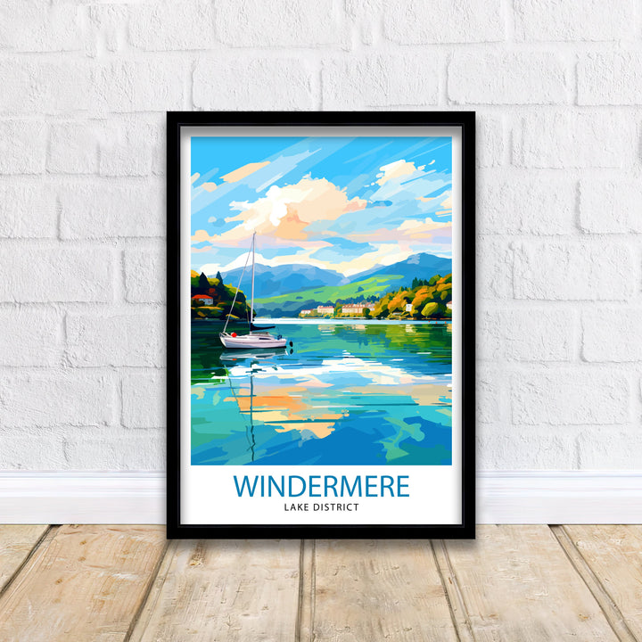 Lake Windermere Travel Print | Lake District Print | Lake District Art | Lake District Poster | The Lake District | Travel Print