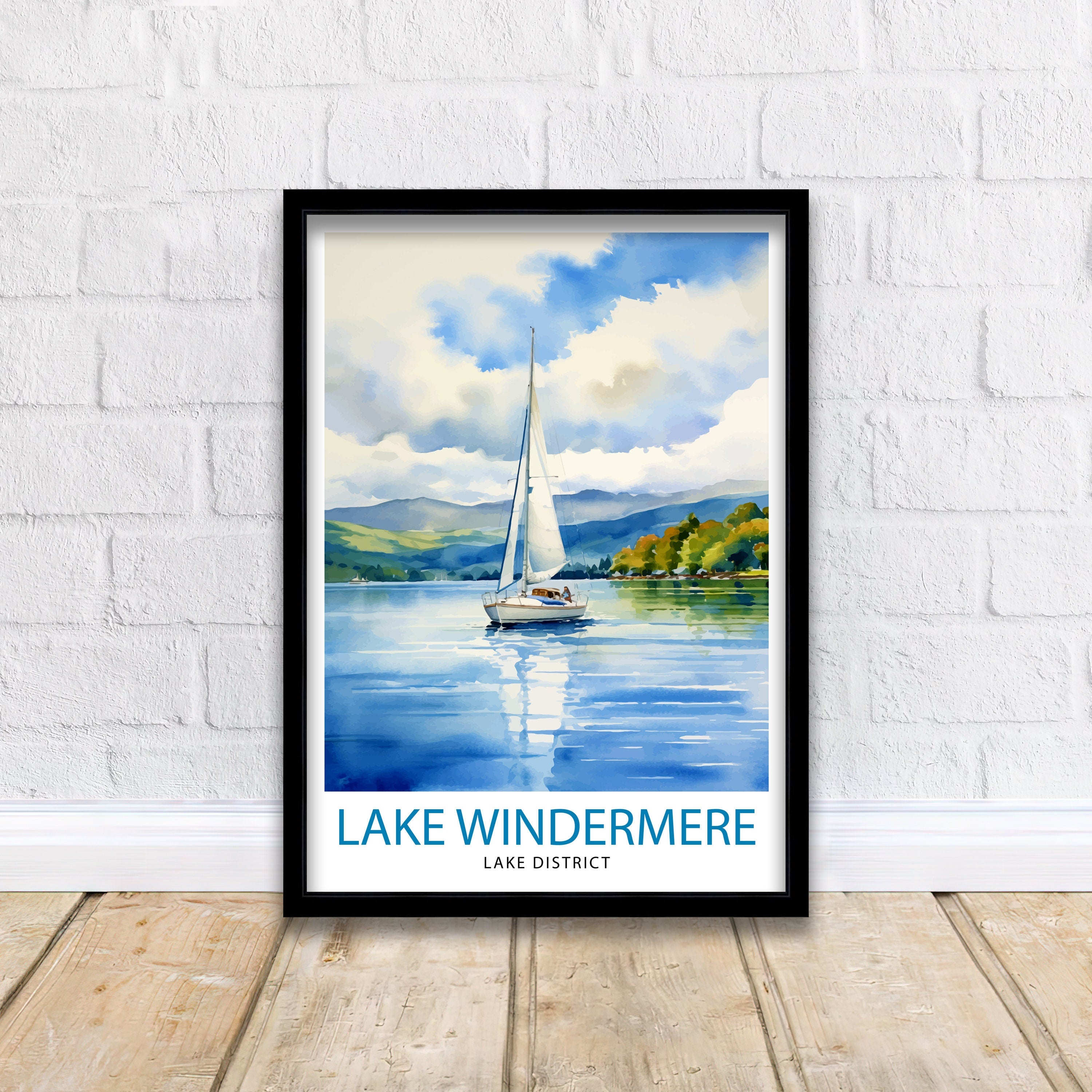 Lake Windermere Travel Print | Lake District Print | Lake District Art | Lake District Poster | The Lake District | Travel Print