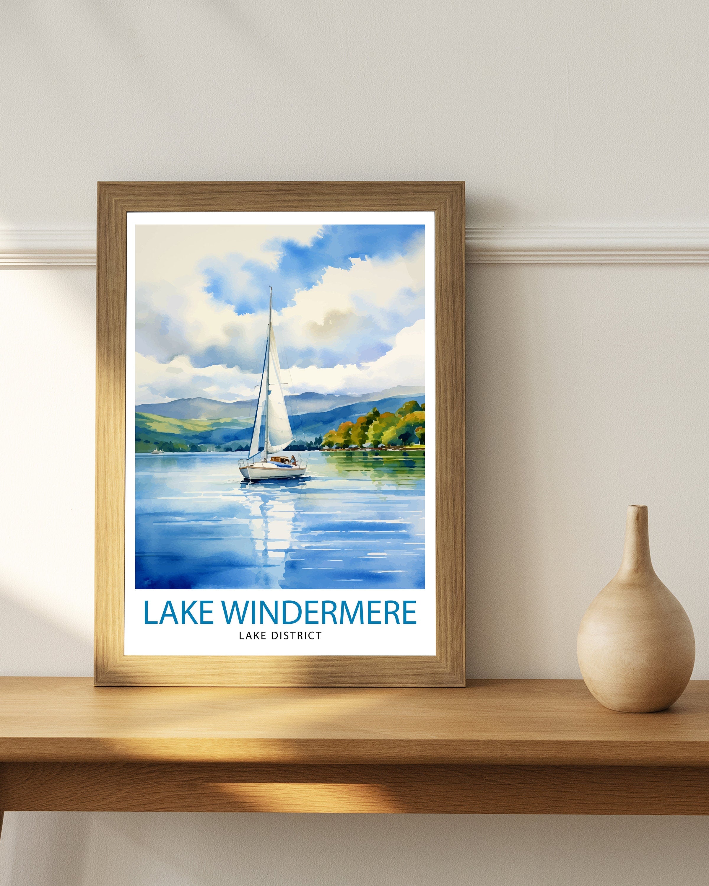 Lake Windermere Travel Print | Lake District Print | Lake District Art | Lake District Poster | The Lake District | Travel Print