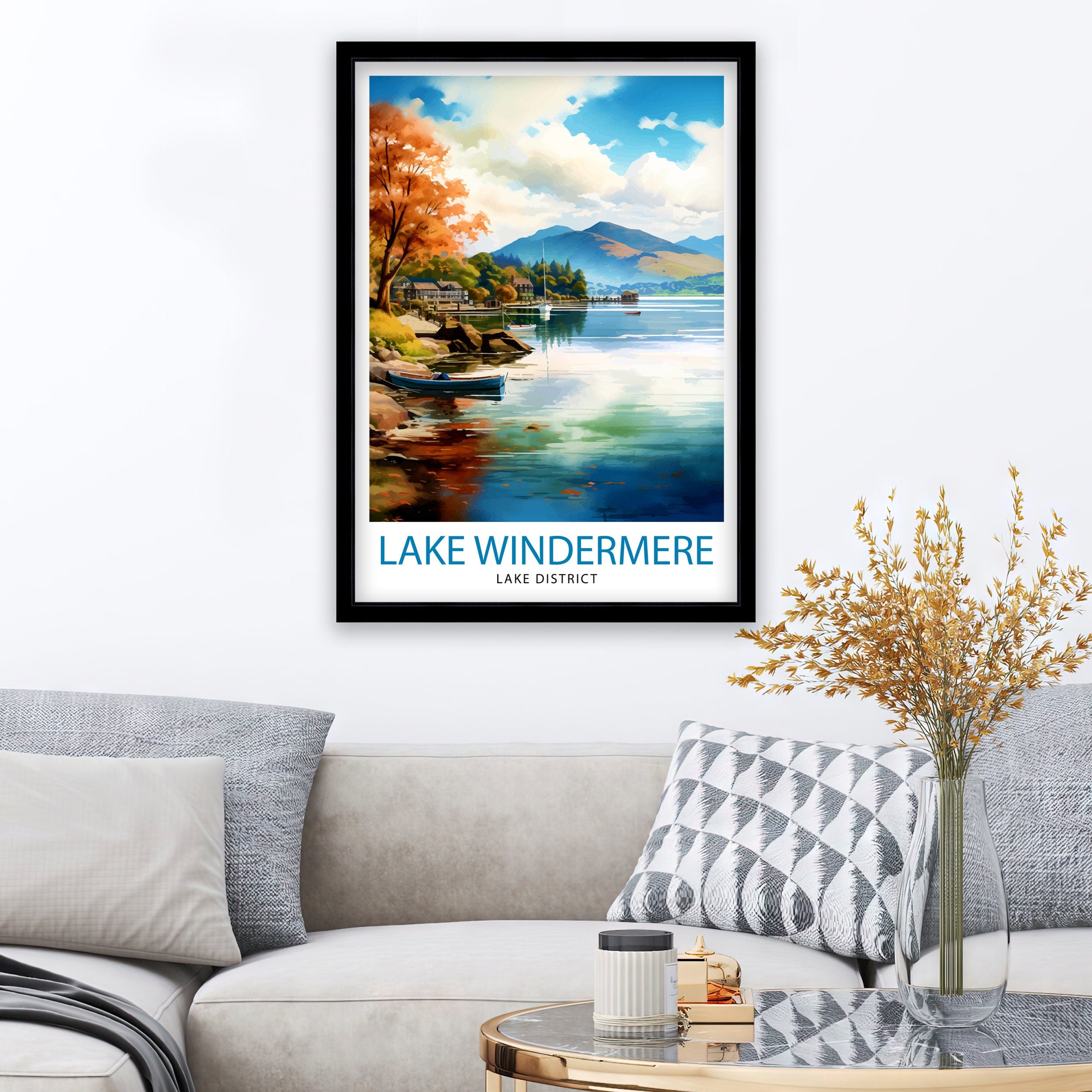 Lake Windermere Travel Print | Lake District Print | Lake District Art | Lake District Poster | The Lake District | Travel Print