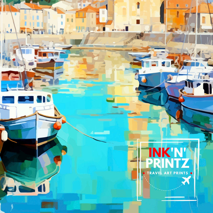 La Rochelle Travel Print La Rochelle Wall Decor France Illustration Travel Poster Gift for La Rochelle Home Decor