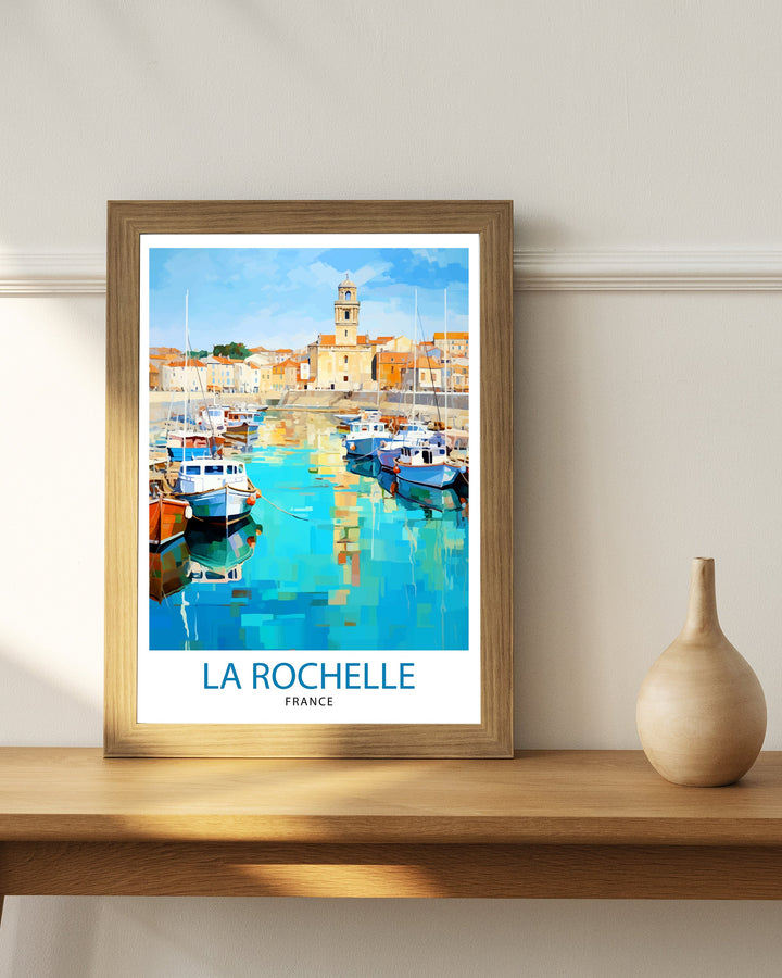 La Rochelle Travel Print La Rochelle Wall Decor France Illustration Travel Poster Gift for La Rochelle Home Decor