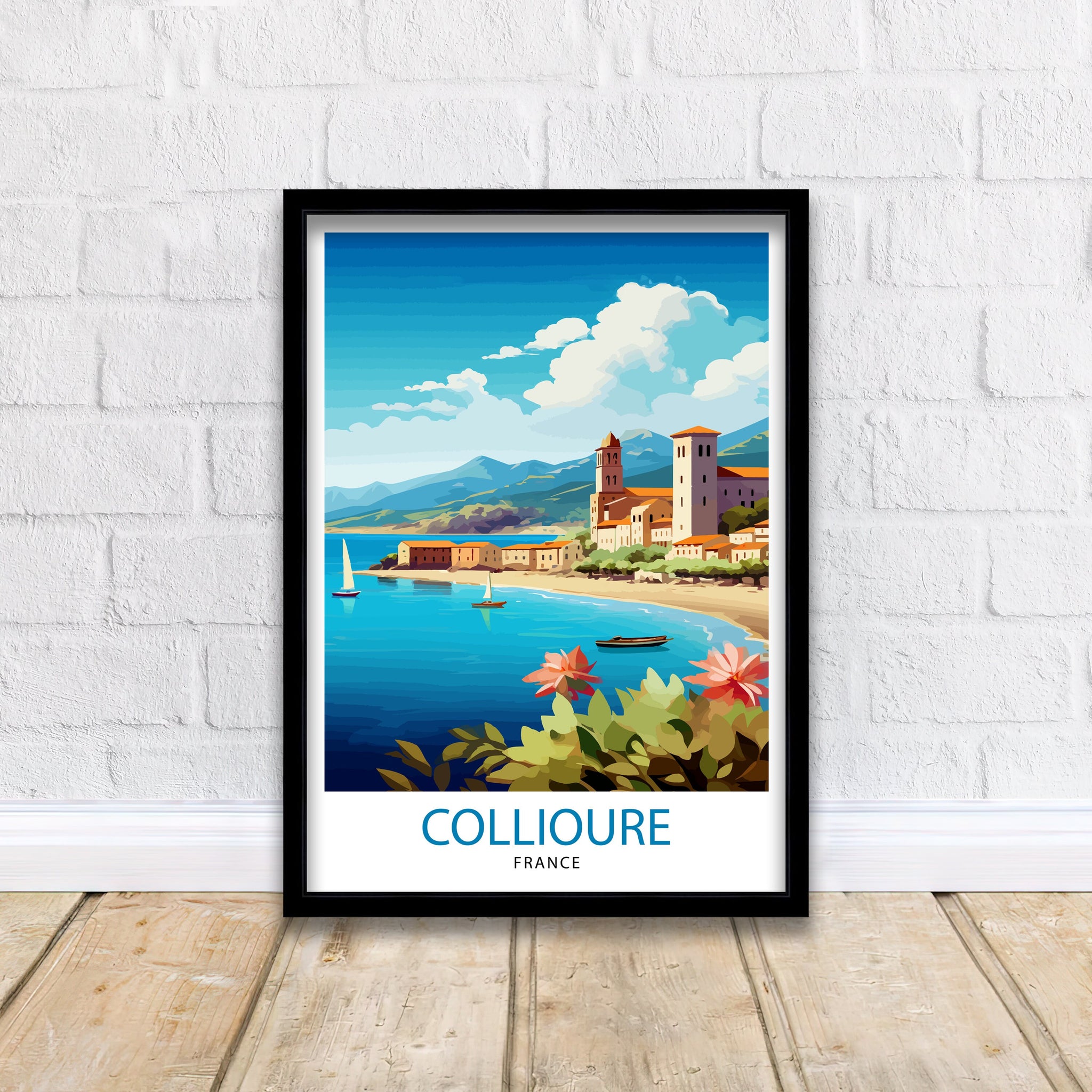 Collioure France Travel Print Collioure Wall Decor Collioure Poster French Riviera Travel Prints Collioure Art Print Collioure Illustration