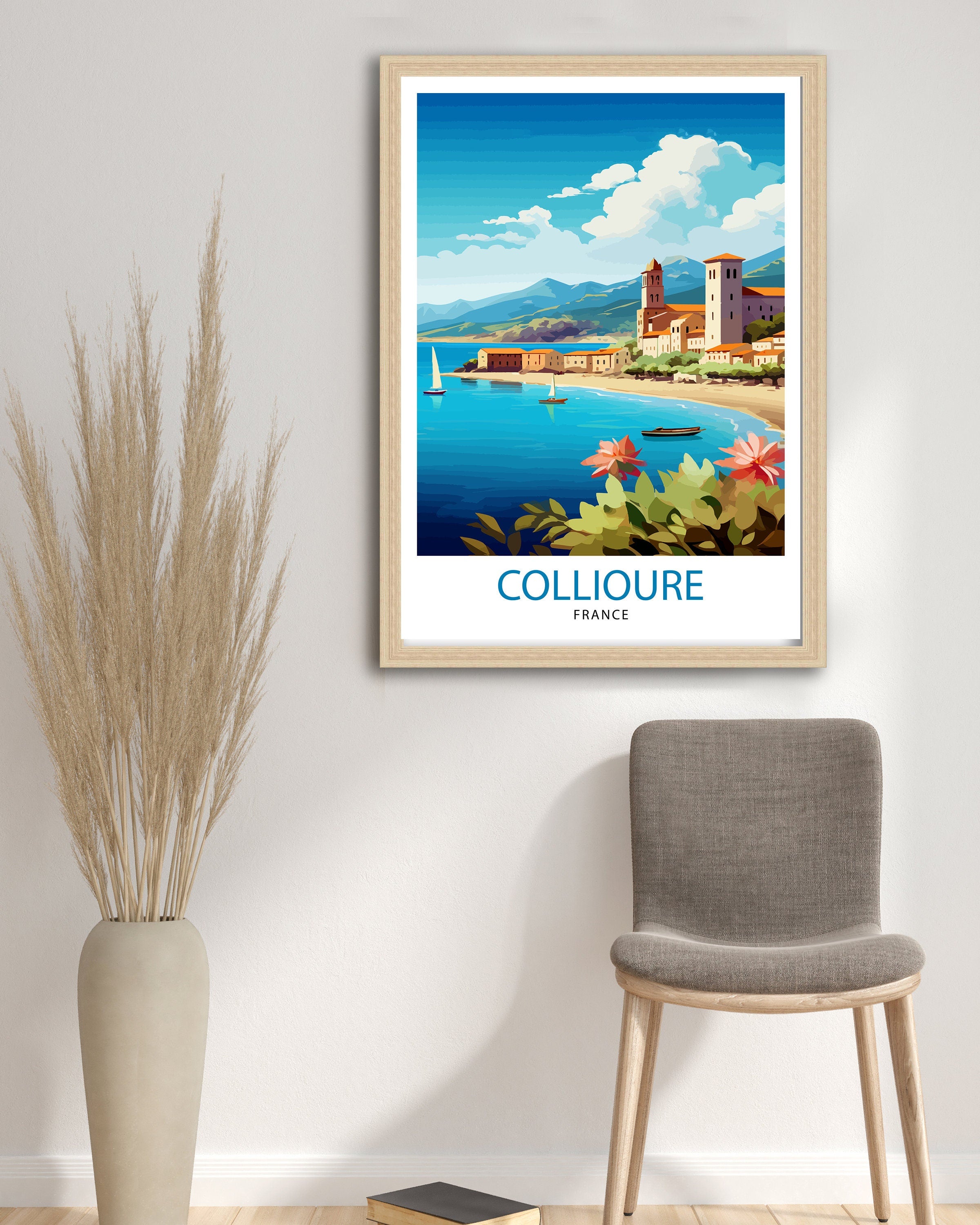 Collioure France Travel Print Collioure Wall Decor Collioure Poster French Riviera Travel Prints Collioure Art Print Collioure Illustration
