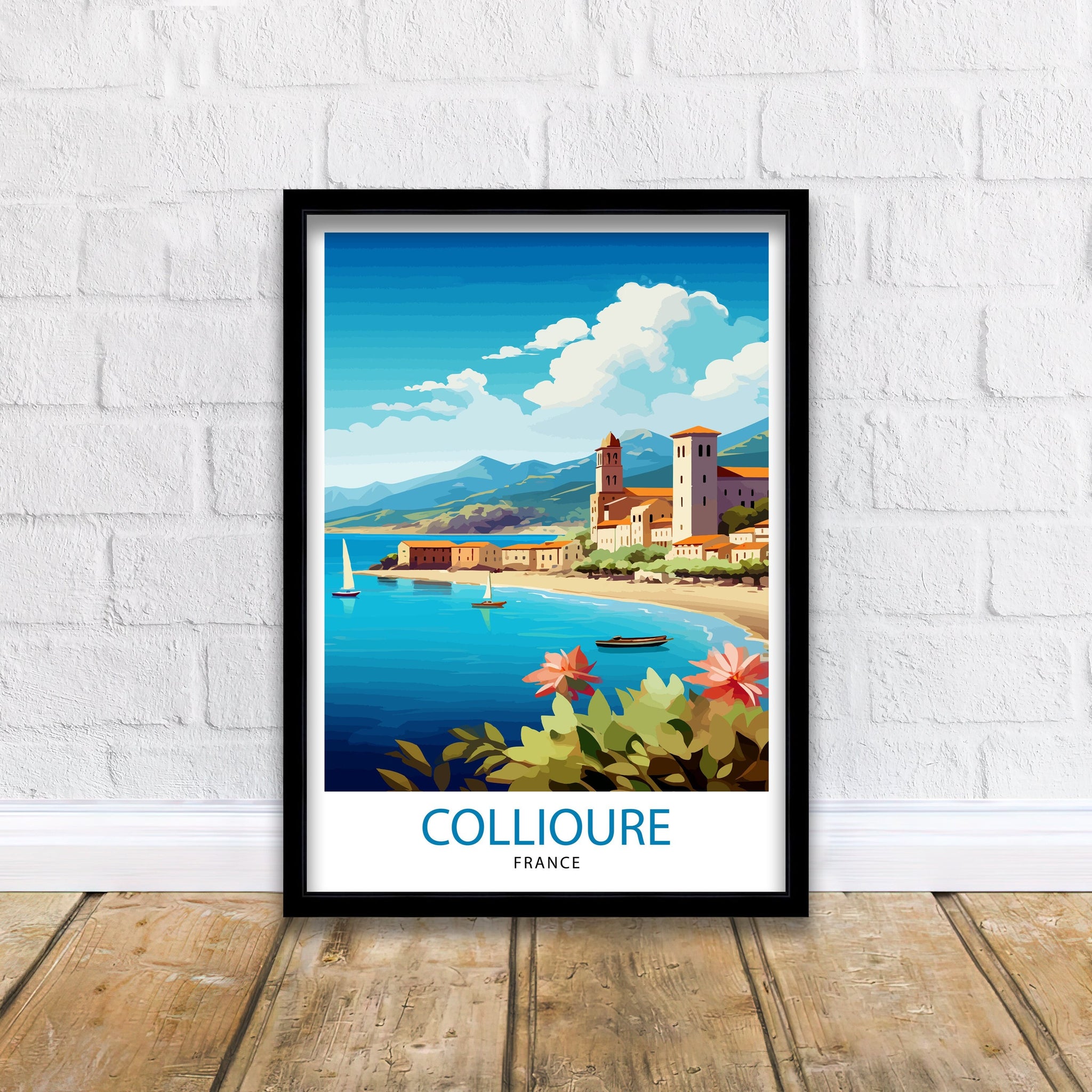Collioure France Travel Print Collioure Wall Decor Collioure Poster French Riviera Travel Prints Collioure Art Print Collioure Illustration