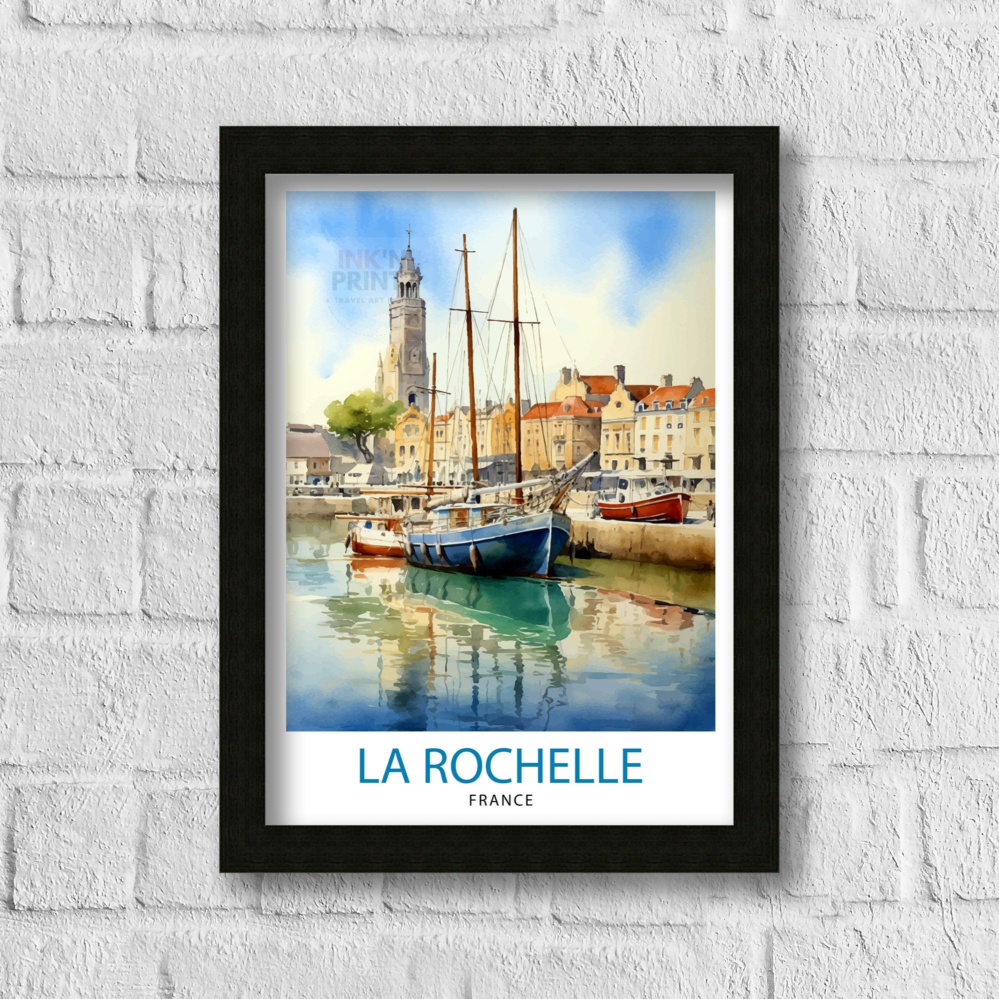 La Rochelle Travel Print La Rochelle Wall Decor France Illustration Travel Poster Gift for La Rochelle Home Decor