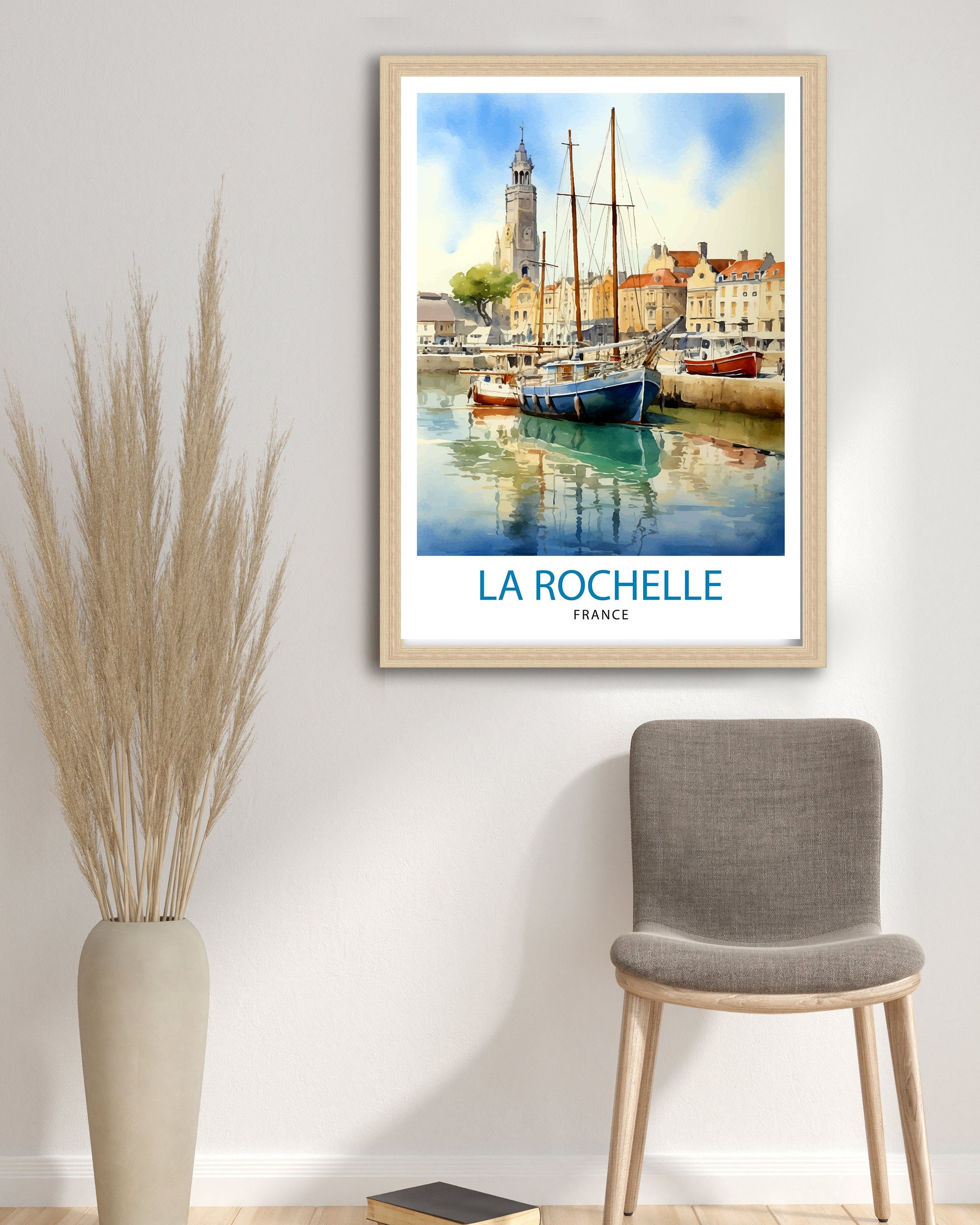 La Rochelle Travel Print La Rochelle Wall Decor France Illustration Travel Poster Gift for La Rochelle Home Decor