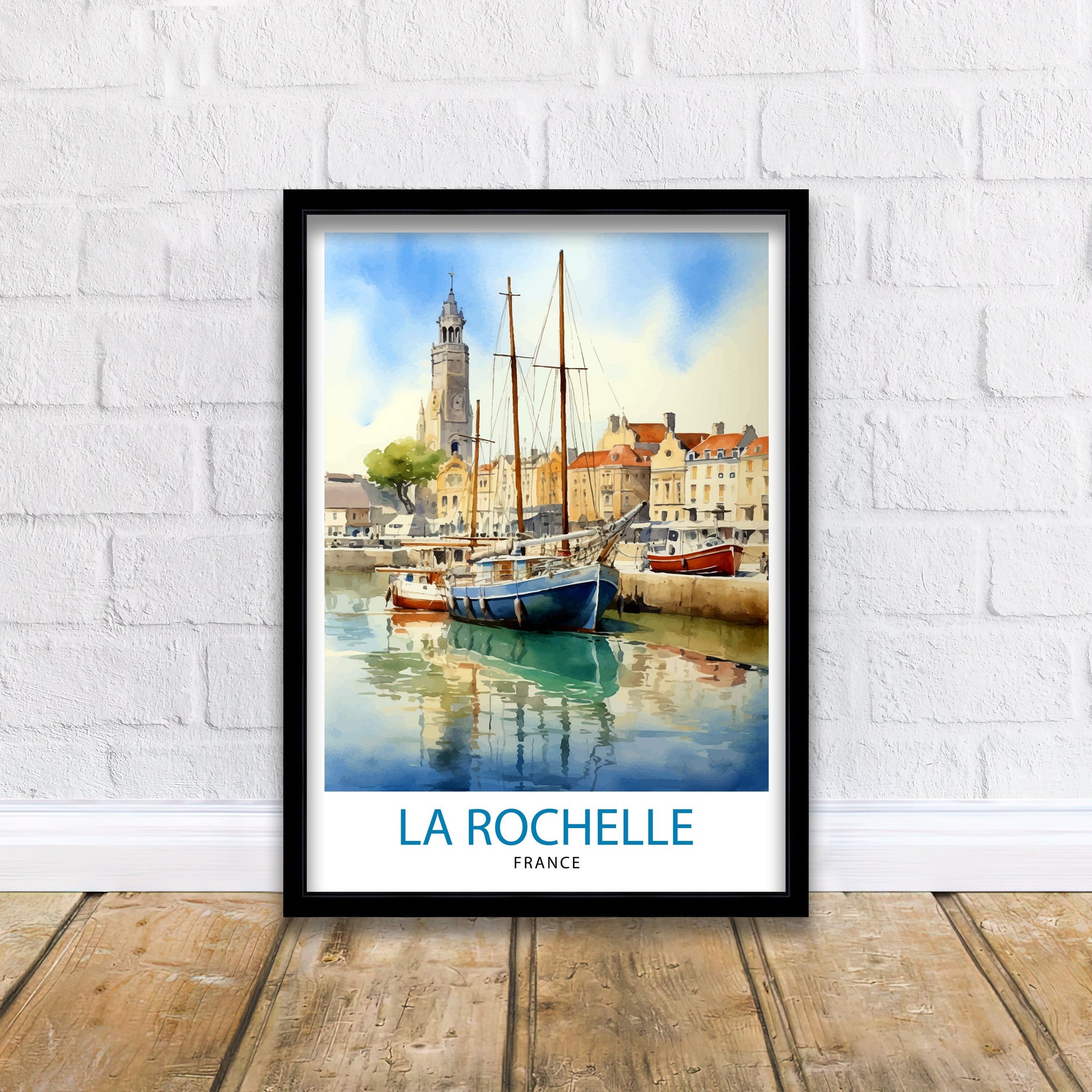 La Rochelle Travel Print La Rochelle Wall Decor France Illustration Travel Poster Gift for La Rochelle Home Decor