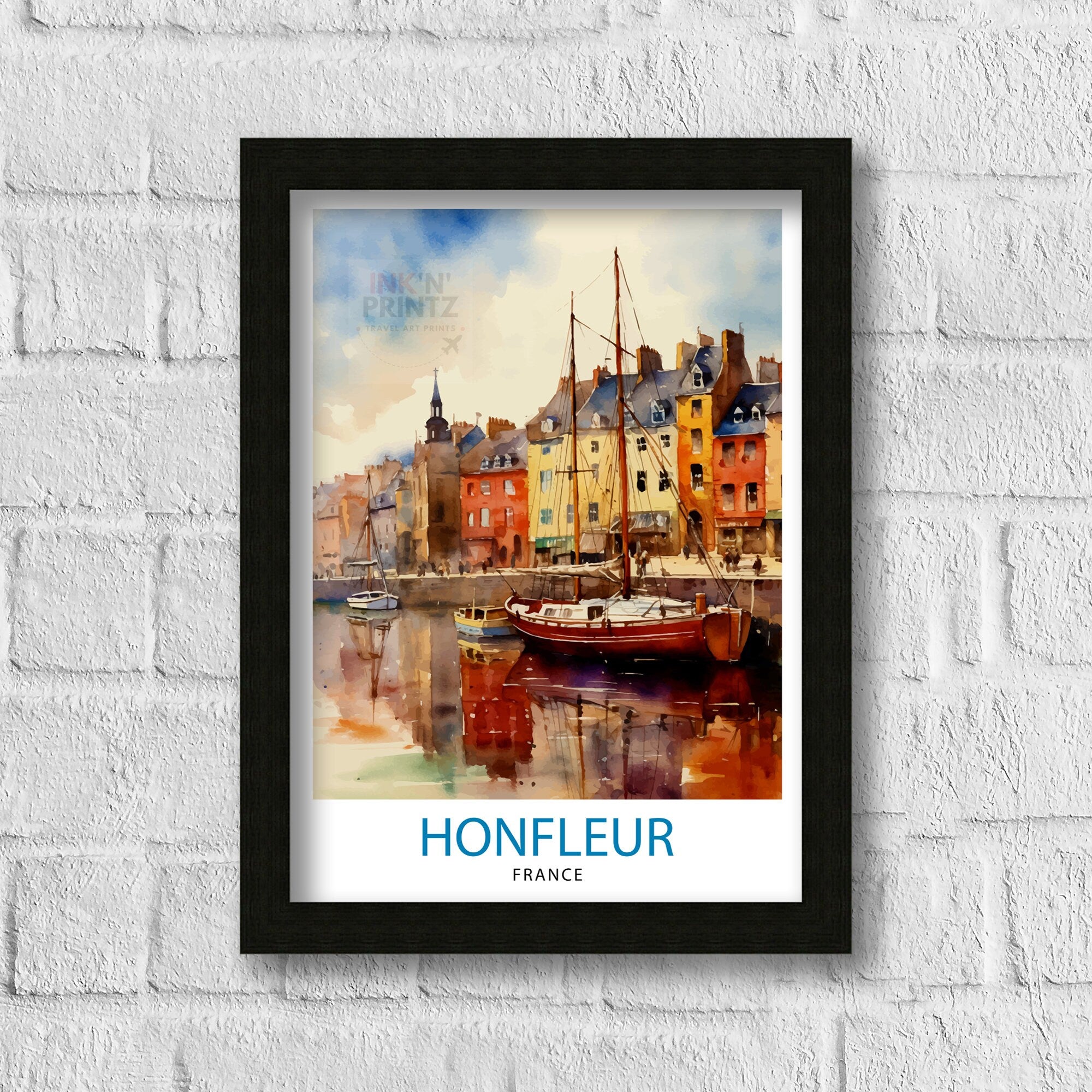 Honfleur France Travel Print Honfleur Wall Decor Honfleur Poster France Travel Prints Honfleur Art Print Honfleur Illustration Honfleur